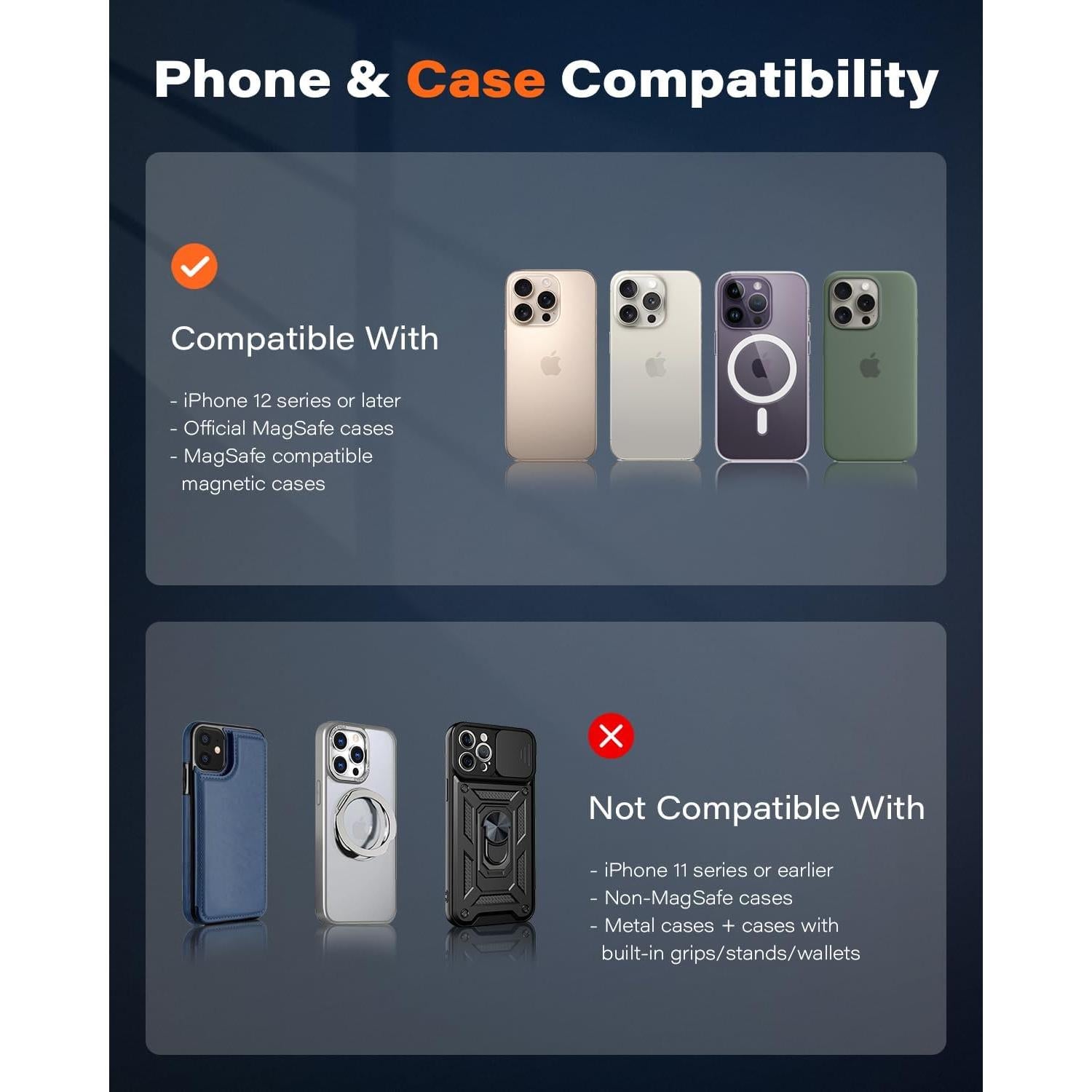 Soporte de Coche OQTIQ Magnético para iPhone MagSafe Negro