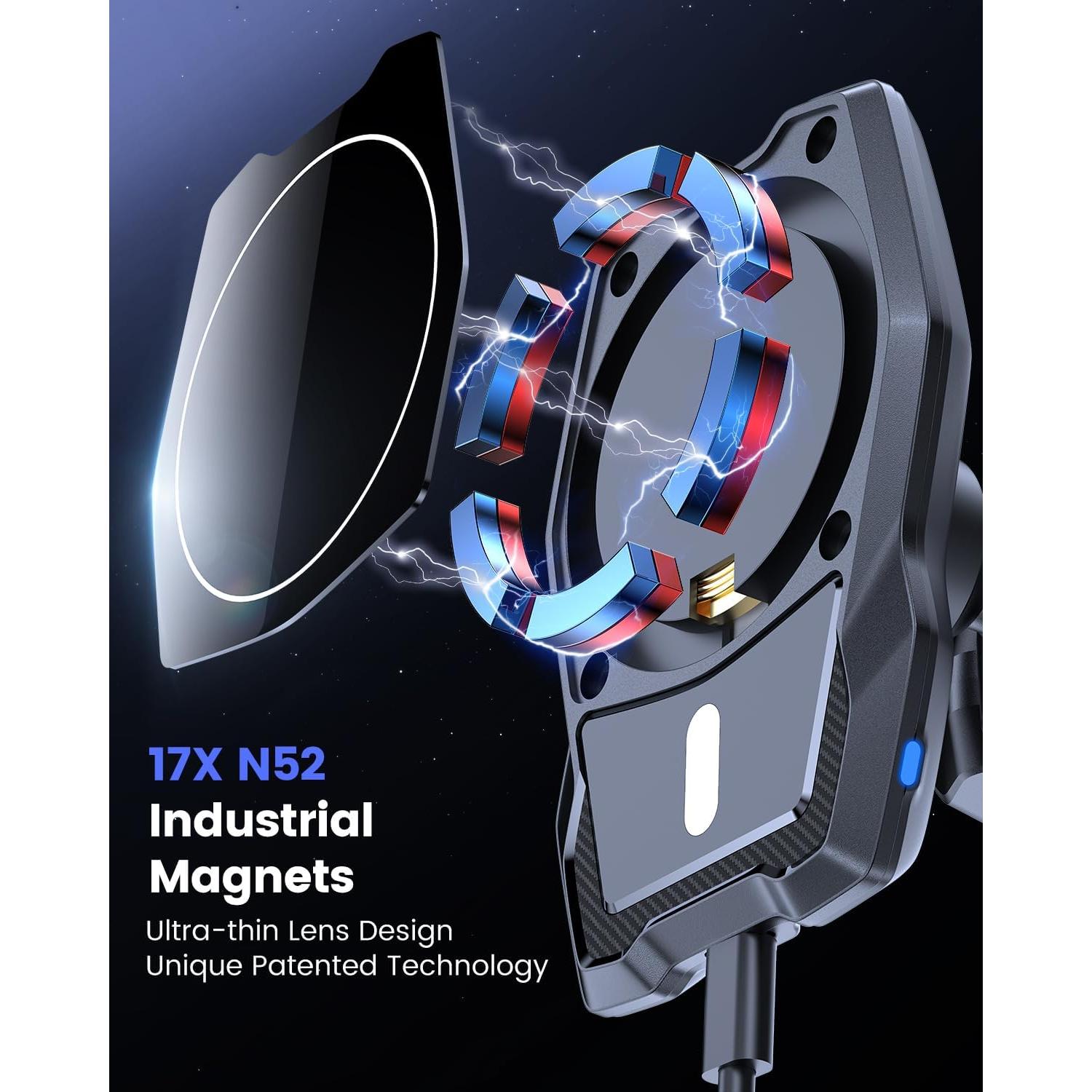 Soporte de Coche OQTIQ Magnético para iPhone MagSafe Negro