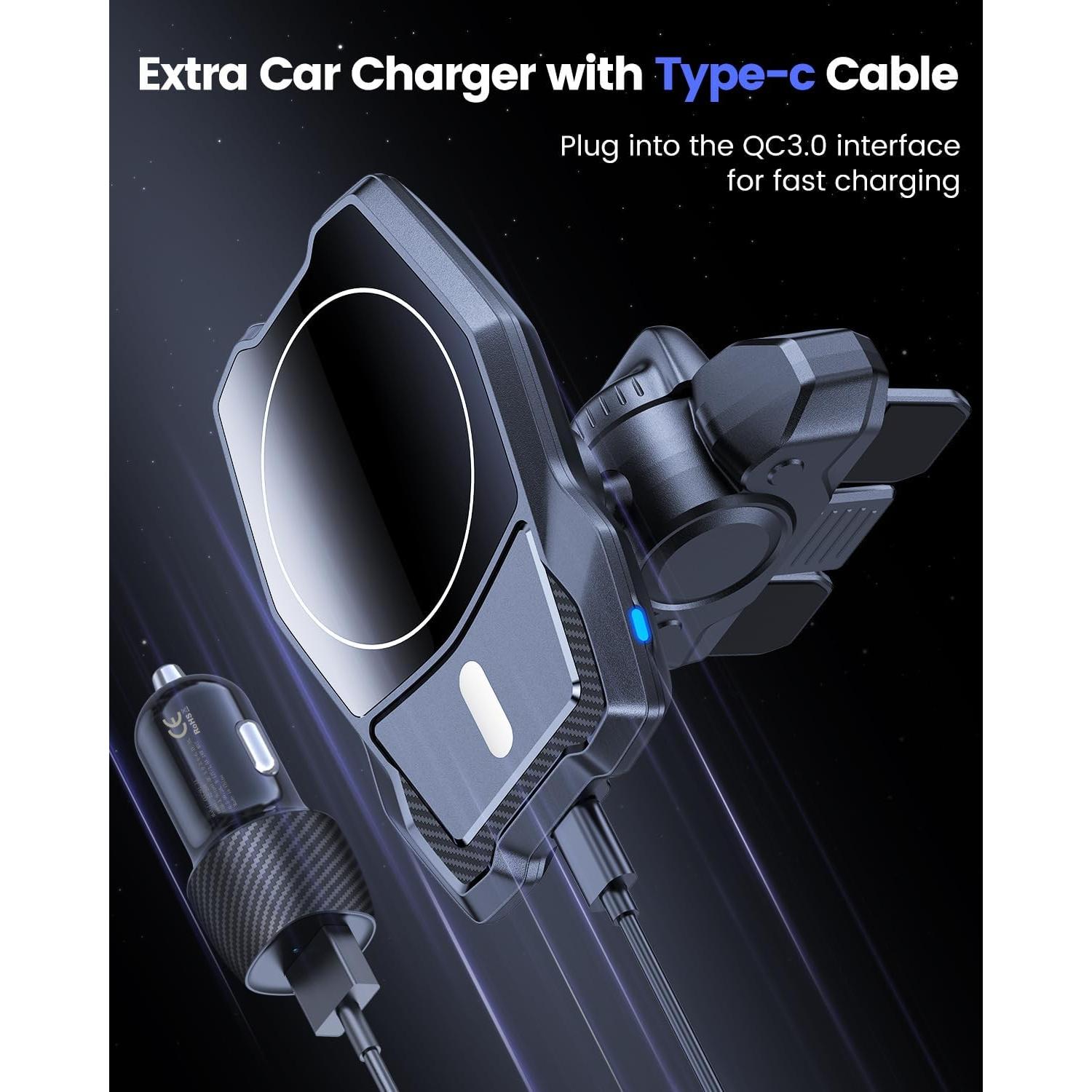 Soporte de Coche OQTIQ Magnético para iPhone MagSafe Negro