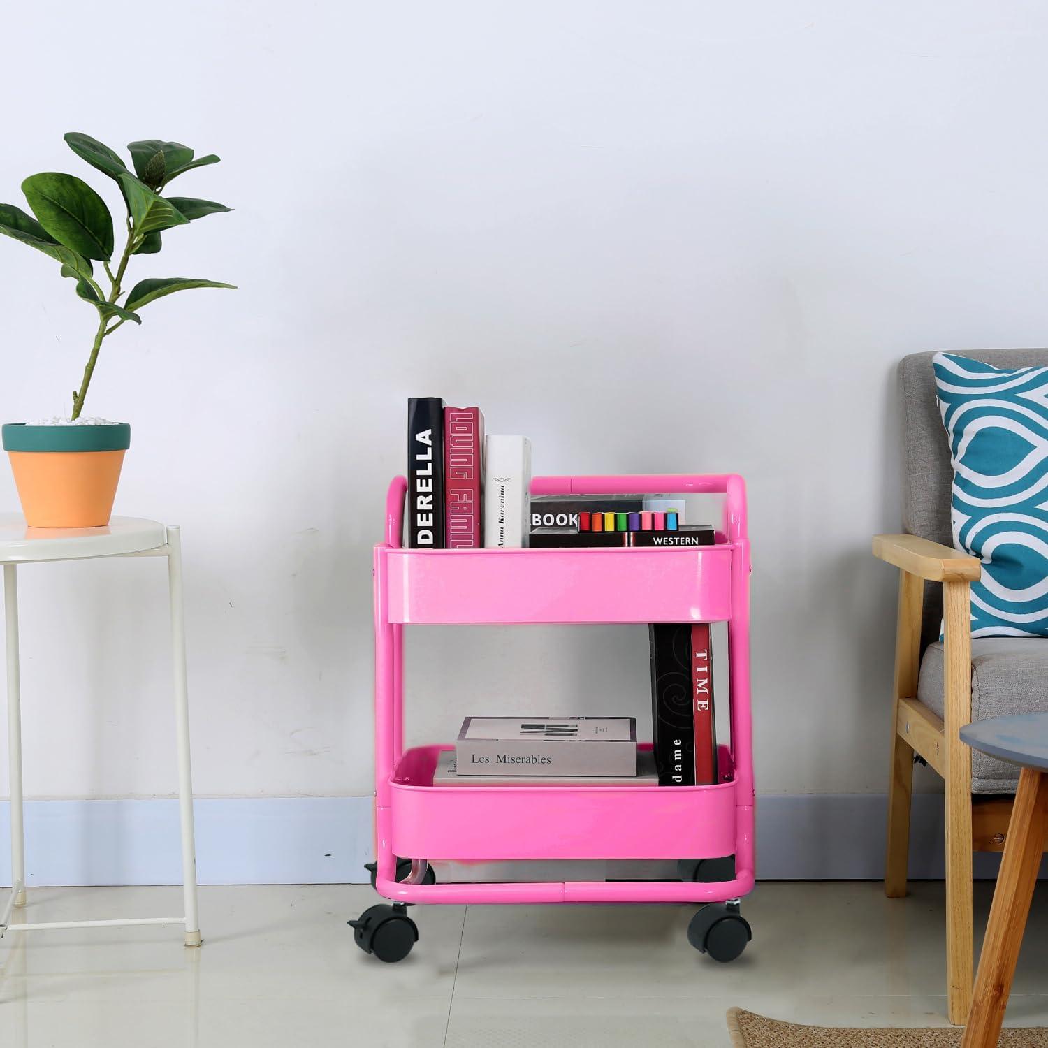 Carro de Almacenamiento Rodante Melody House 2 Niveles Rosa