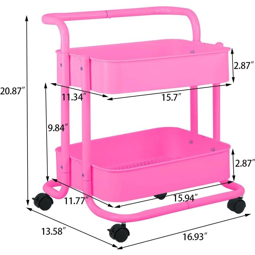 Carro de Almacenamiento Rodante Melody House 2 Niveles Rosa