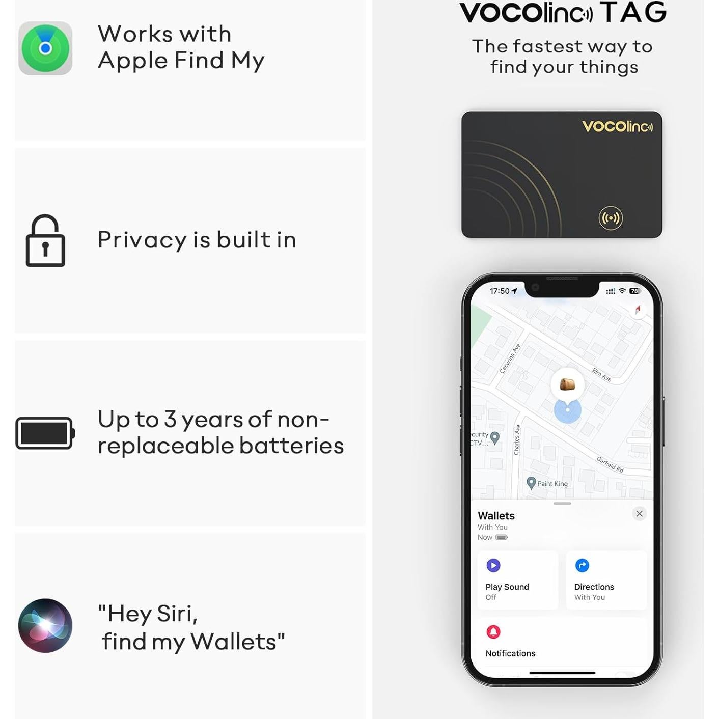 Rastreador de Cartera VOCOlinc Ultra Delgado 1.6mm iOS