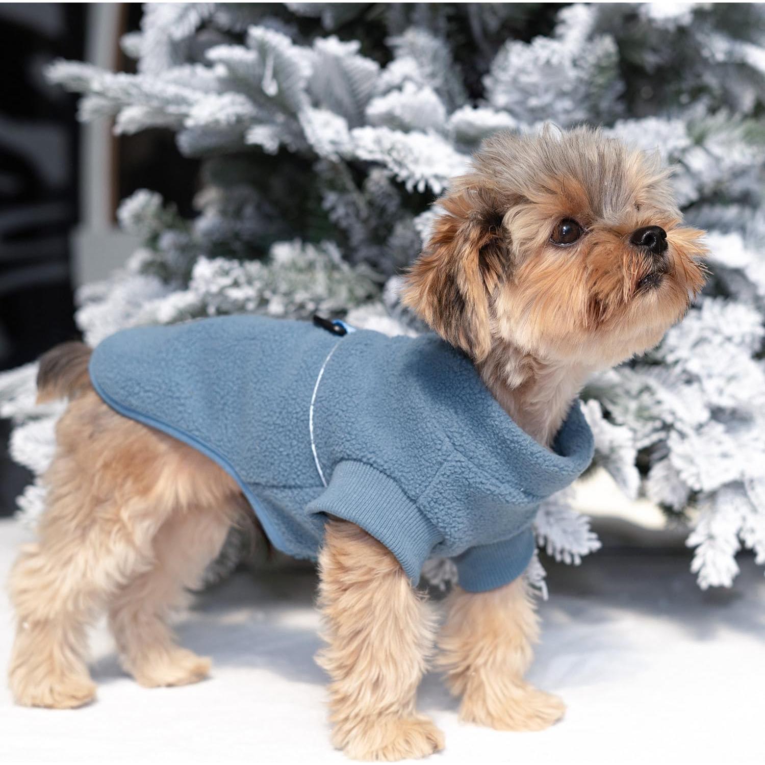 Chaqueta de Forro Polar Sprypetto para Perros Pequeños - Azul-Gris