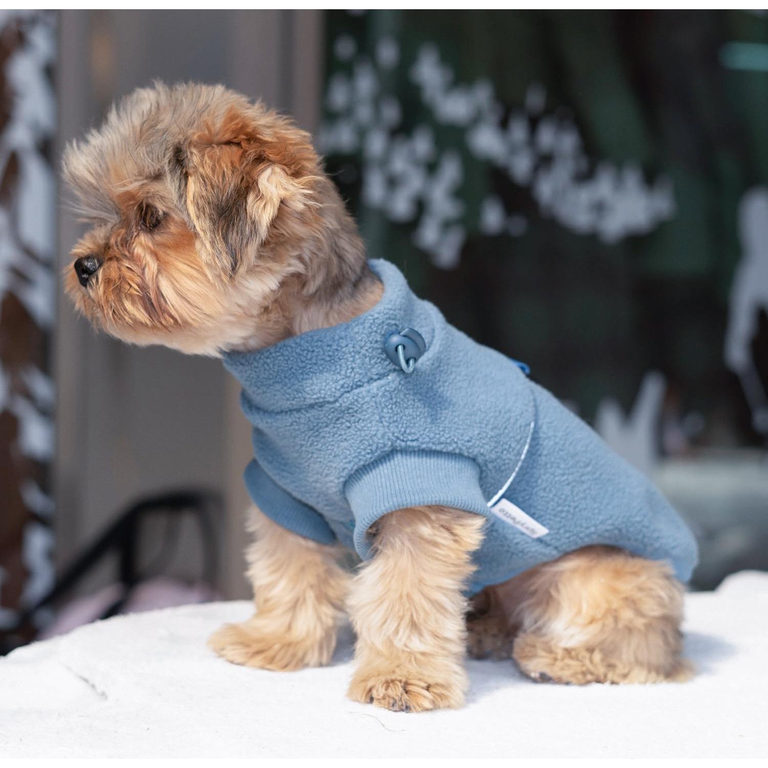 Chaqueta de Forro Polar Sprypetto para Perros Pequeños - Azul-Gris