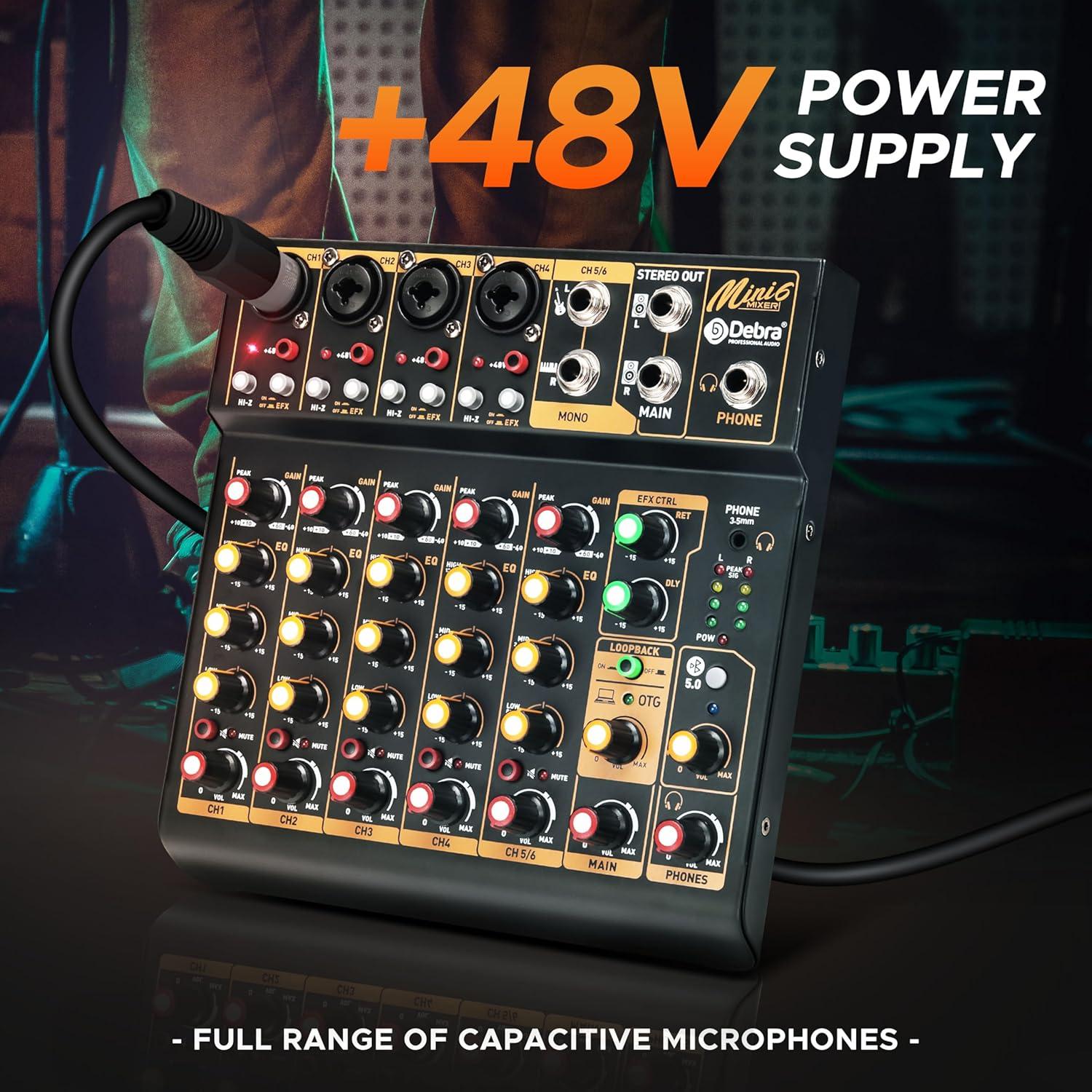 Mezclador de Audio D Debra Mini6 6 Canales USB Bluetooth