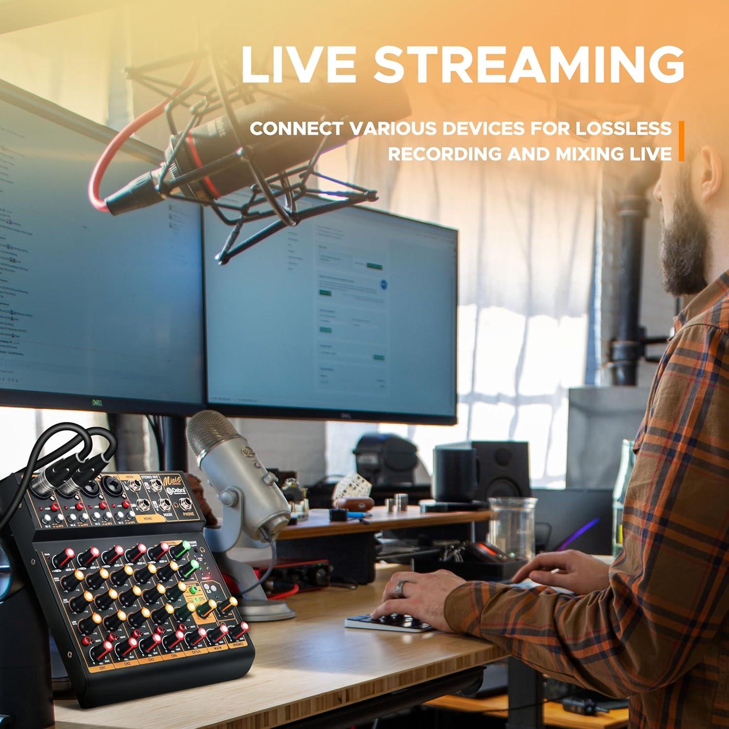 Mezclador de Audio D Debra Mini6 6 Canales USB Bluetooth