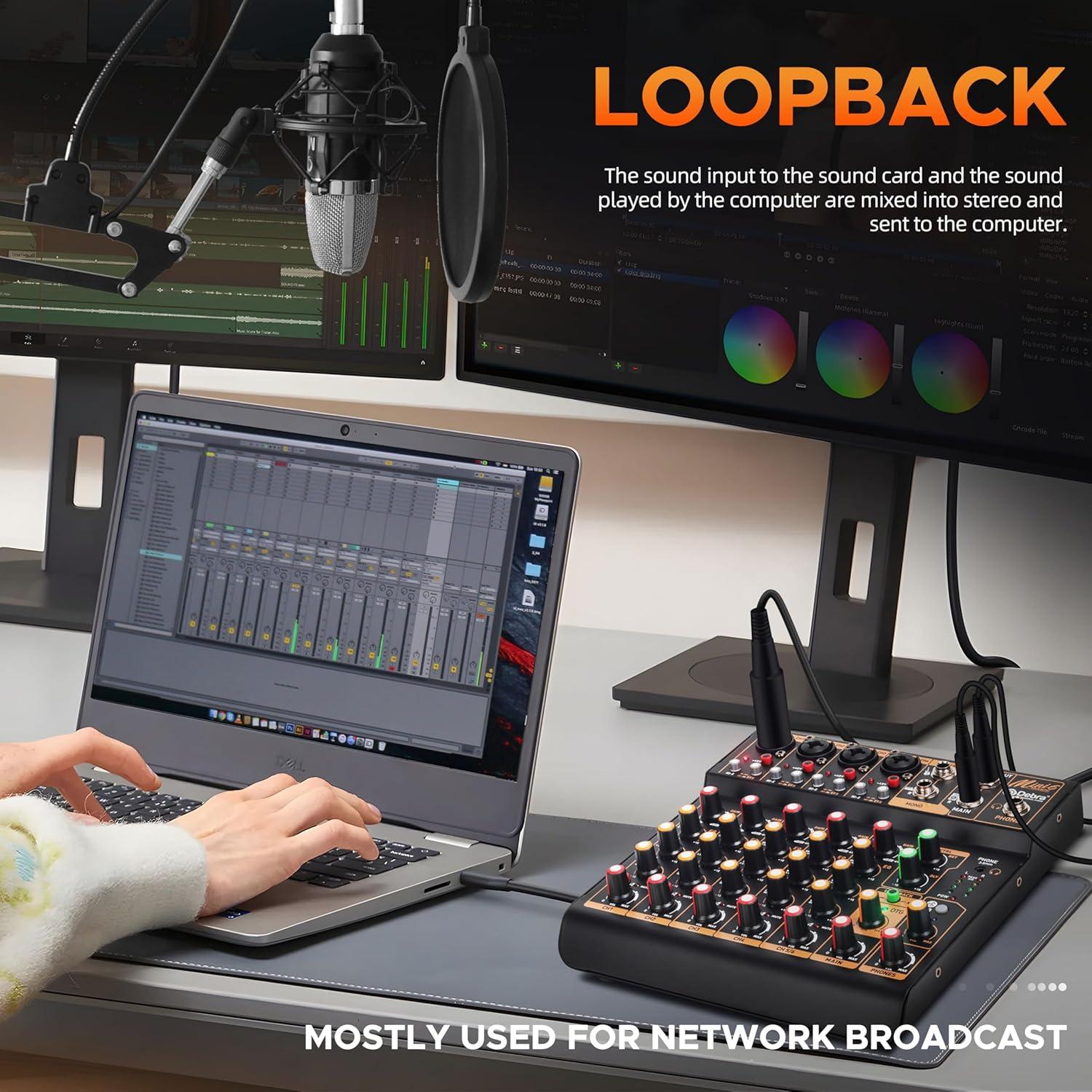 Mezclador de Audio D Debra Mini6 6 Canales USB Bluetooth