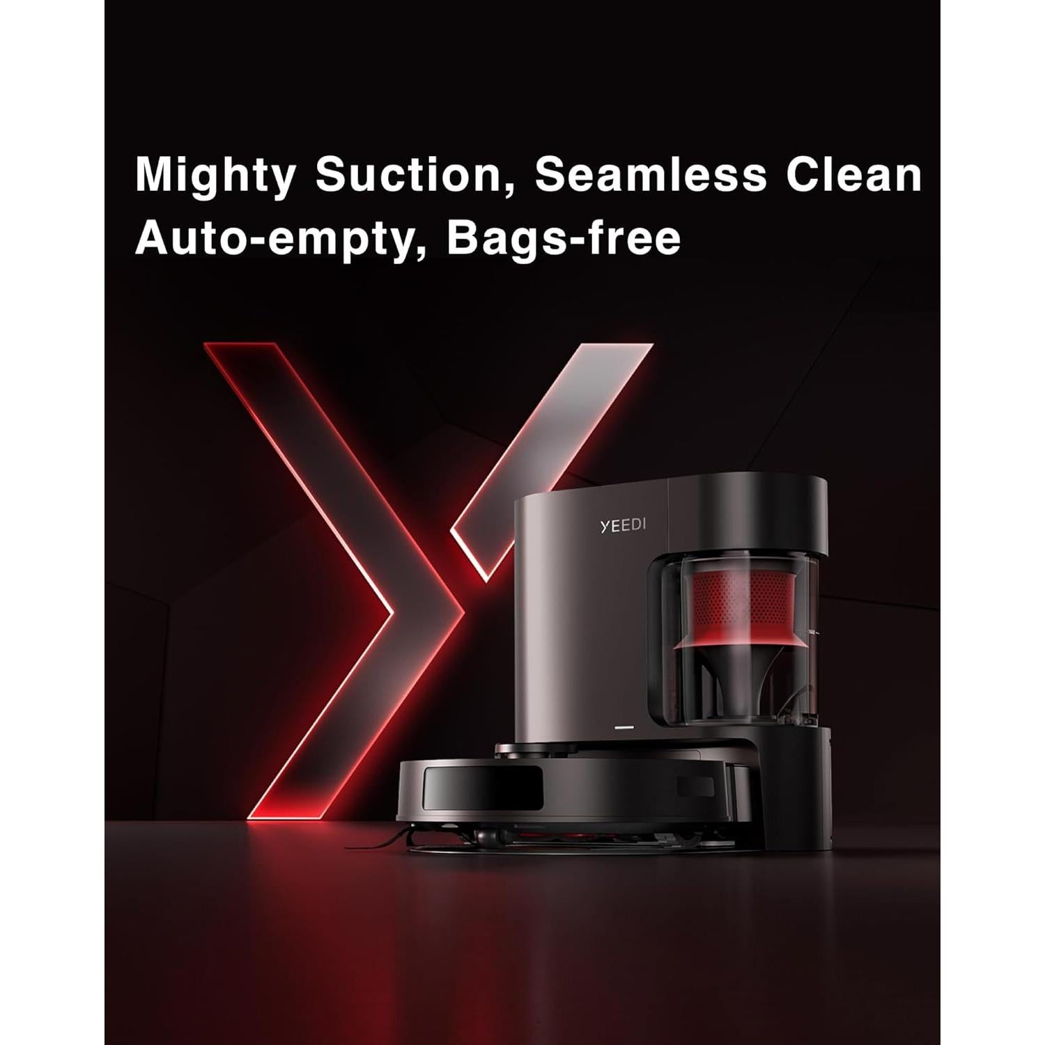 Yeedi C12 PRO Plus Robot Vacuum and Mop, 8000Pa Strong Suction, Vibrating Mopping, 7-Week Dust Storage, Bagless Dust Container, ZeroTangle Brush, Black