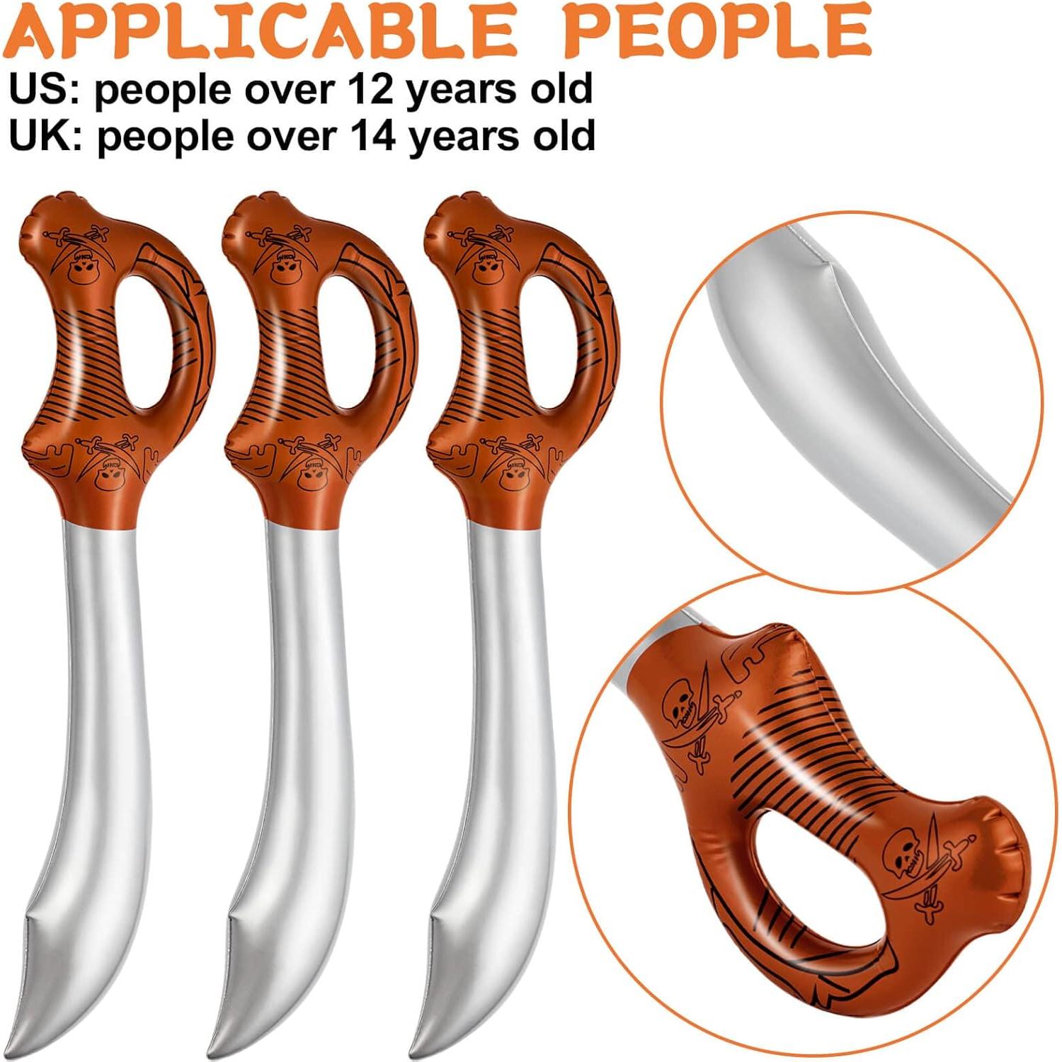 Espadas Pirata Inflables ZAUGONTW 14 Piezas 58 cm PVC