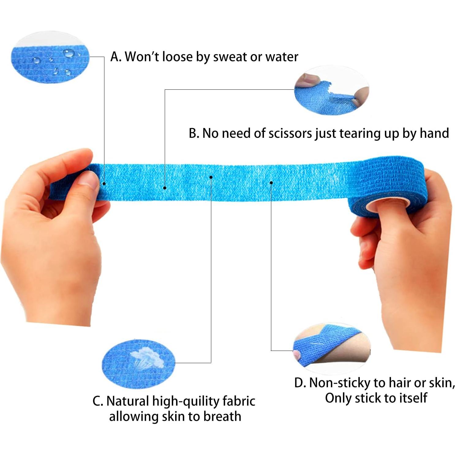 Paquete de 15 Rollos de Venda Cohesiva 2.54 cm x 4.57 m FEILIBAY