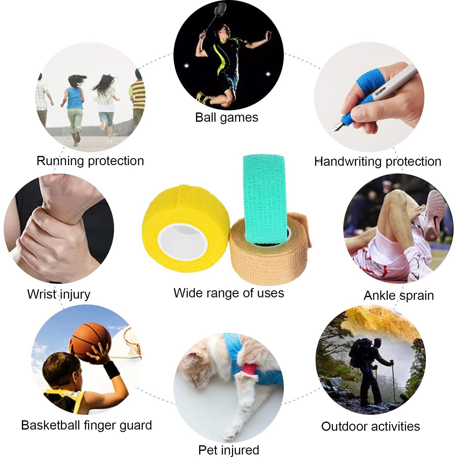 Paquete de 15 Rollos de Venda Cohesiva 2.54 cm x 4.57 m FEILIBAY