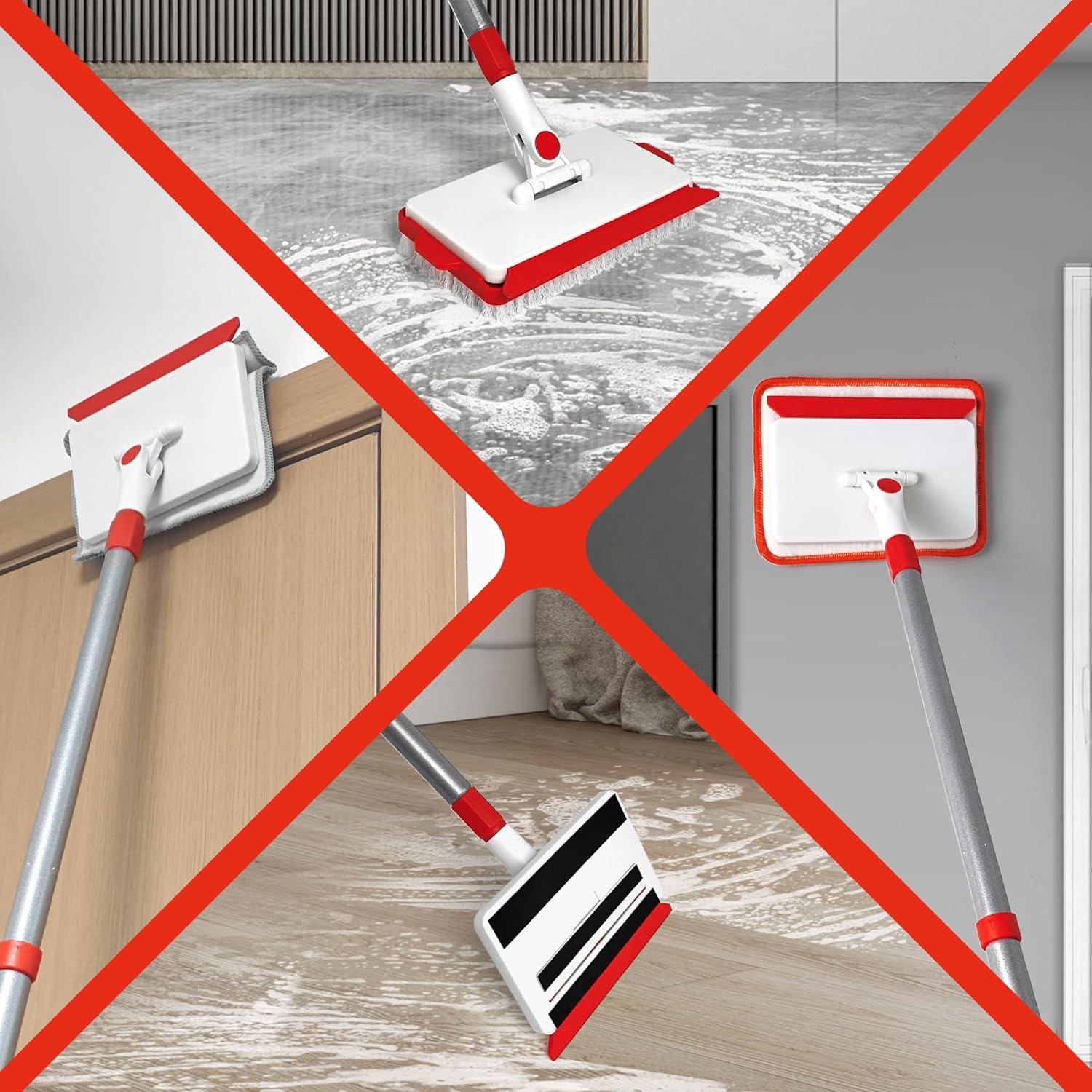 Mop de Limpieza de Zócalos JEHONN 142 cm con Cepillo y Almohadillas