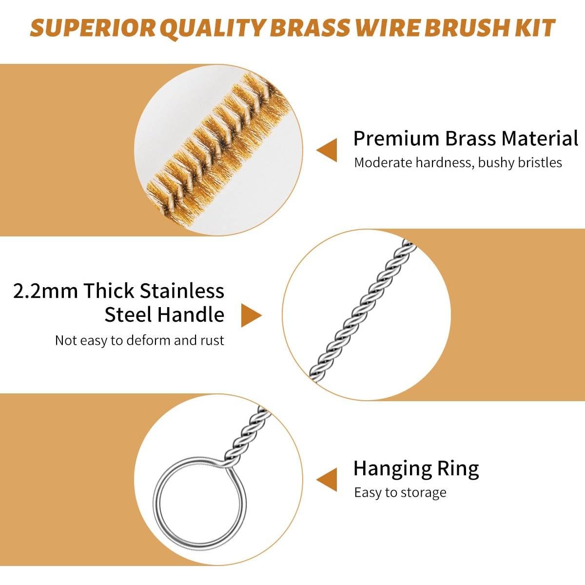 Kit de limpieza de cepillos de latón 7 piezas 12" LESHUA