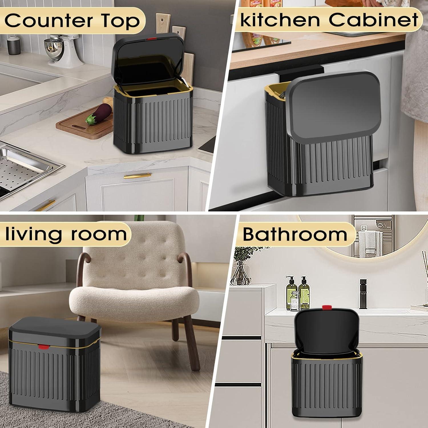 Cubo de Basura GloDeals 4L Acero Inoxidable Negro con Tapa