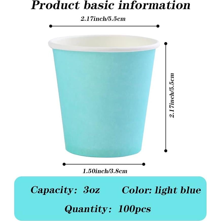 Vasos de papel desechables Hssugi 3 oz 100 unidades azules
