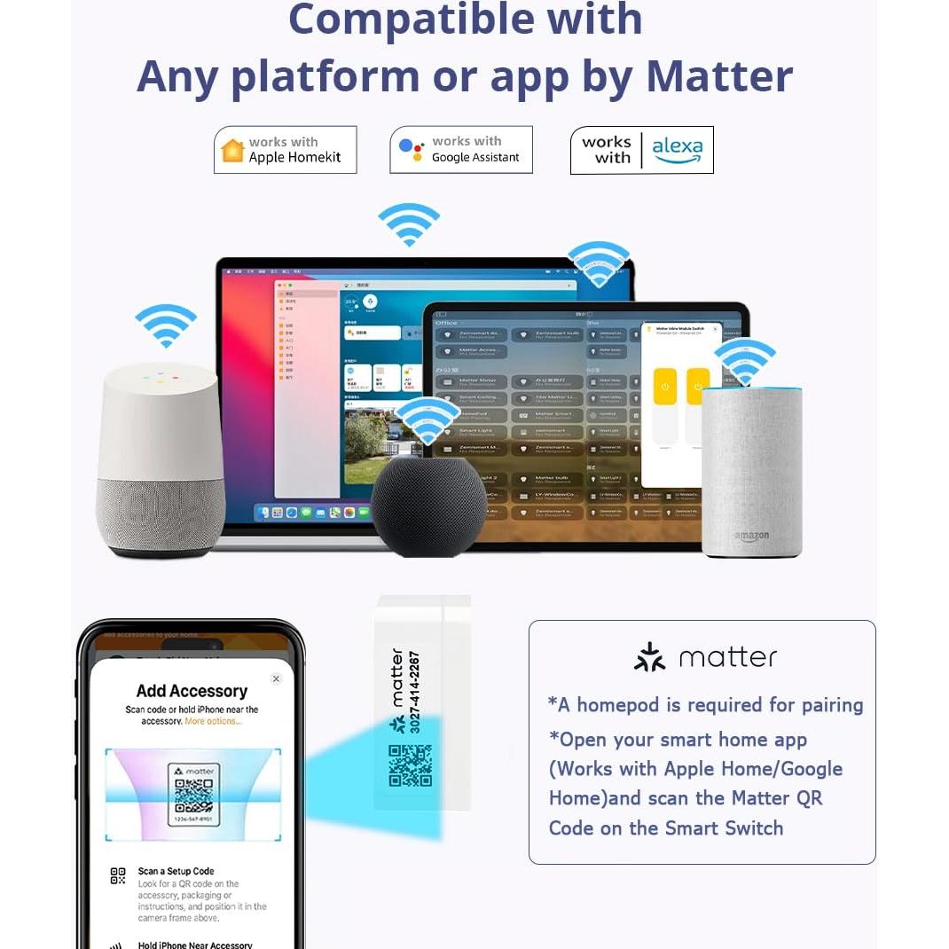 Interruptor Inteligente WiFi QIACHIP 16A Mini Matter