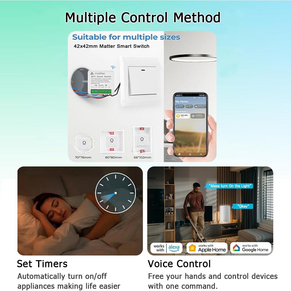 Interruptor Inteligente WiFi QIACHIP 16A Mini Matter