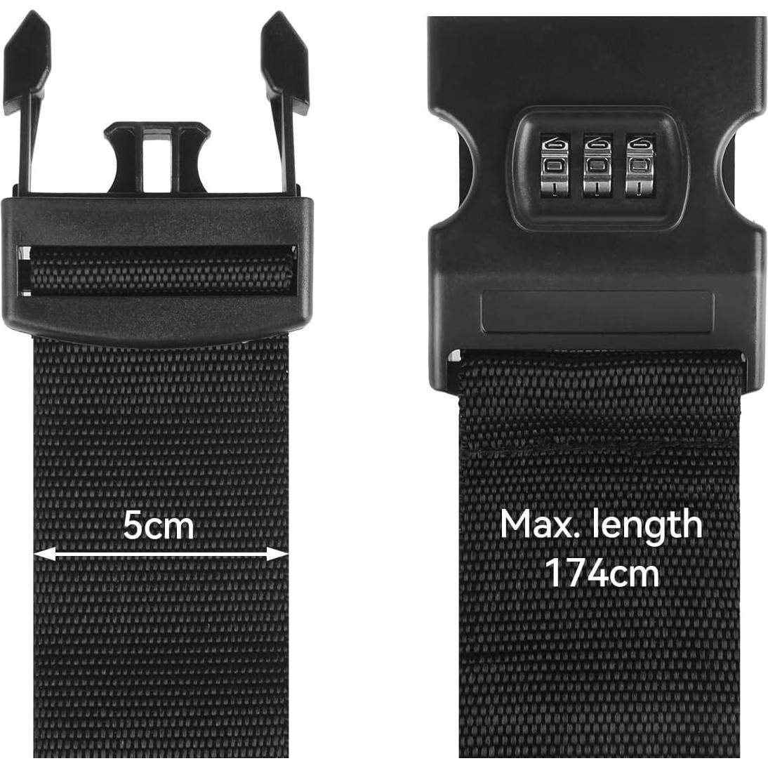 Correas de Equipaje T Tersely con Candado - 2 Piezas Negro