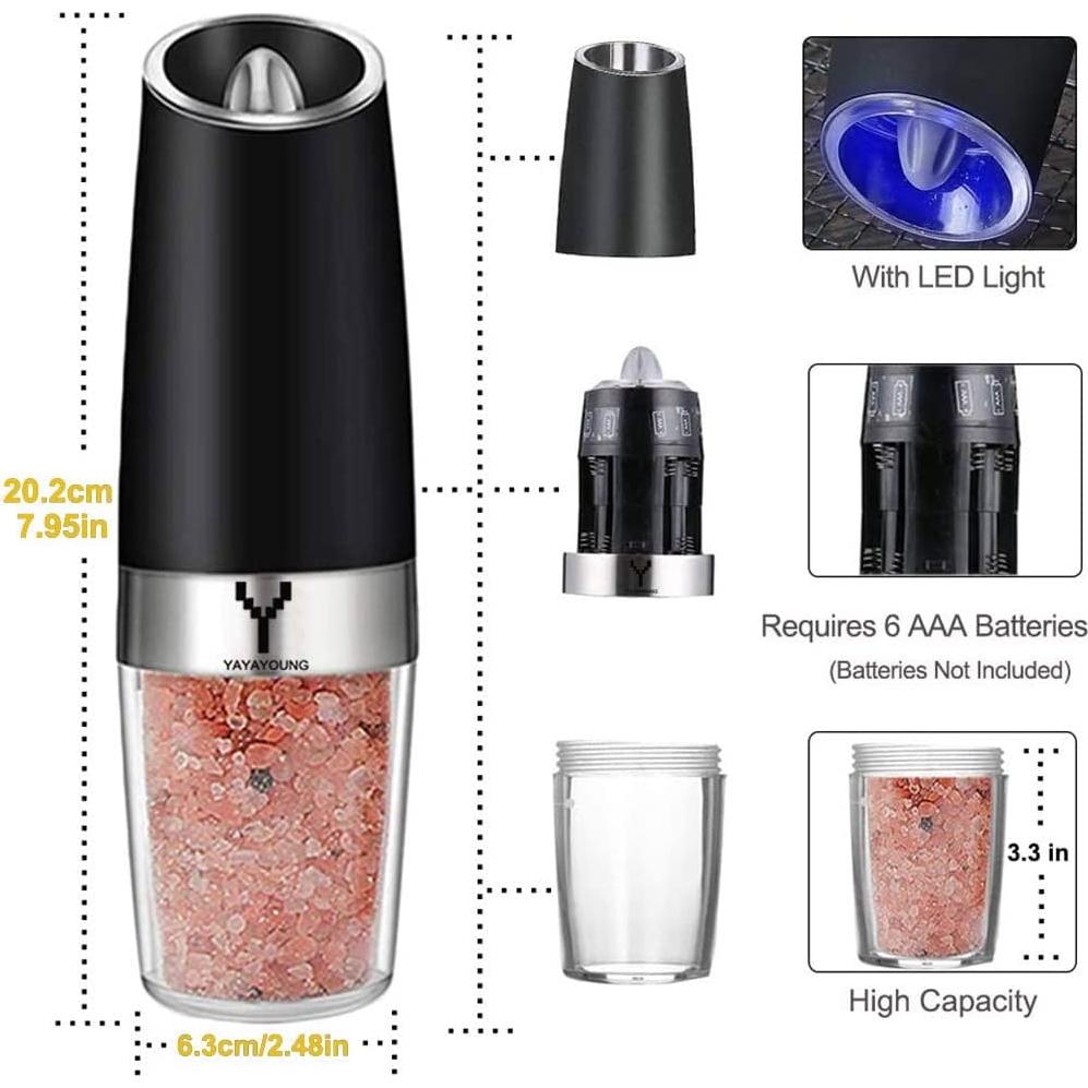 Juego de Molinillos Eléctricos YAYAYOUNG 2PACK con Luz LED