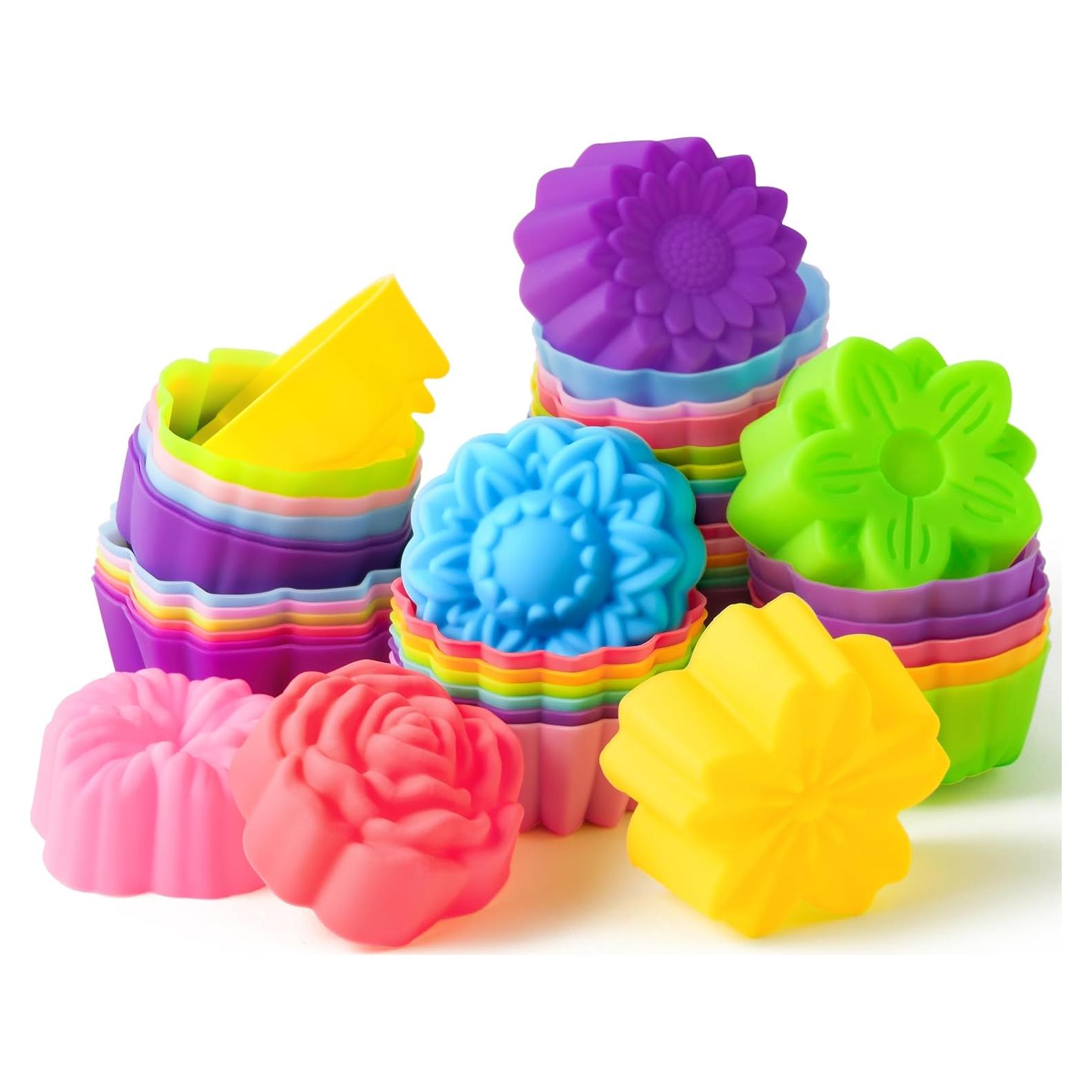 Moldes de Silicona para Cupcakes R CABALLO 42 Piezas Florales