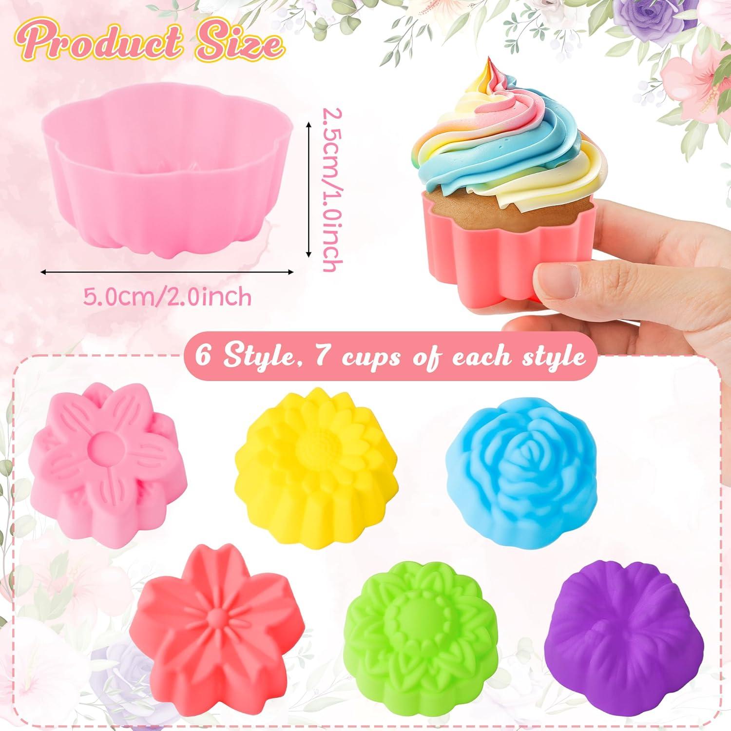 Moldes de Silicona para Cupcakes R CABALLO 42 Piezas Florales