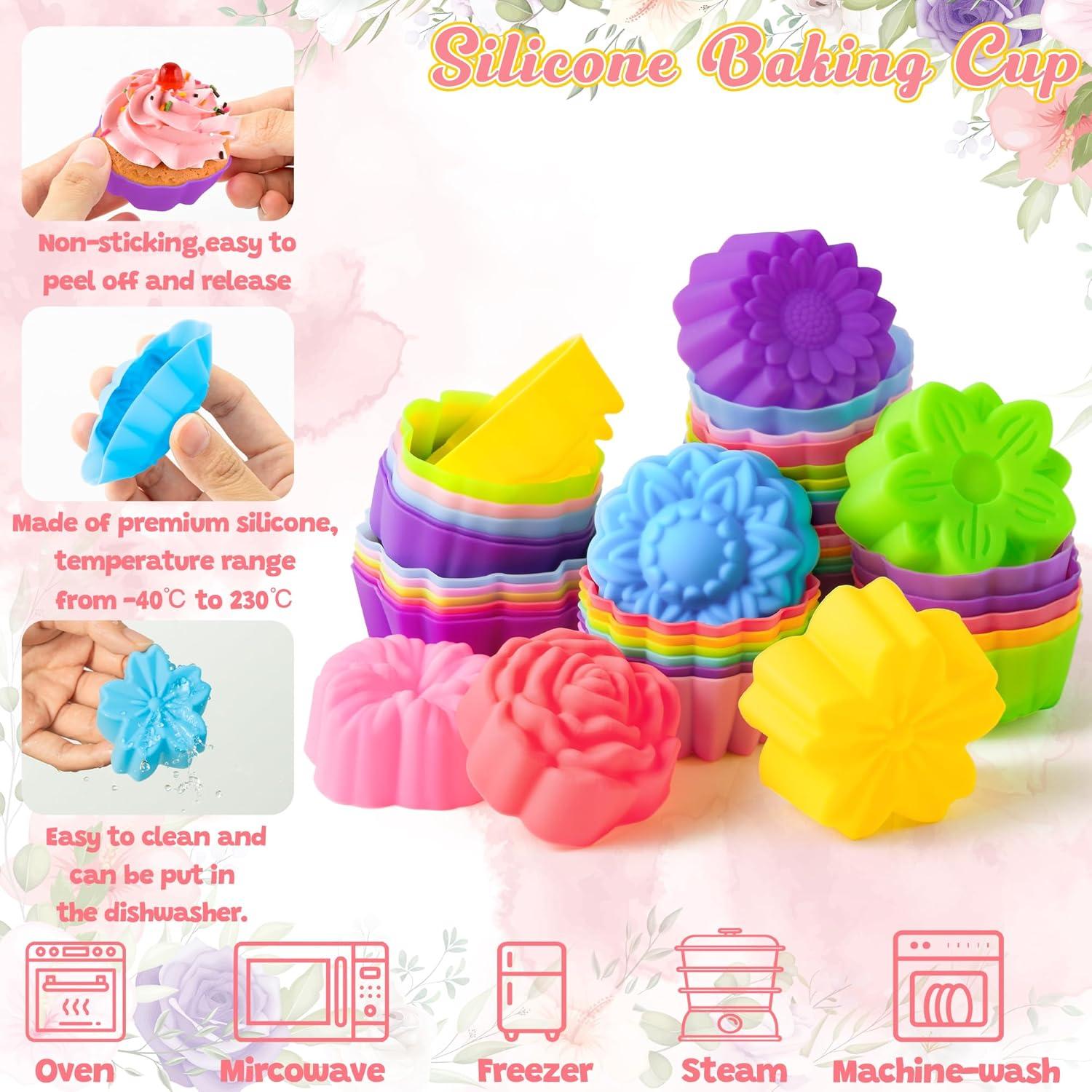 Moldes de Silicona para Cupcakes R CABALLO 42 Piezas Florales