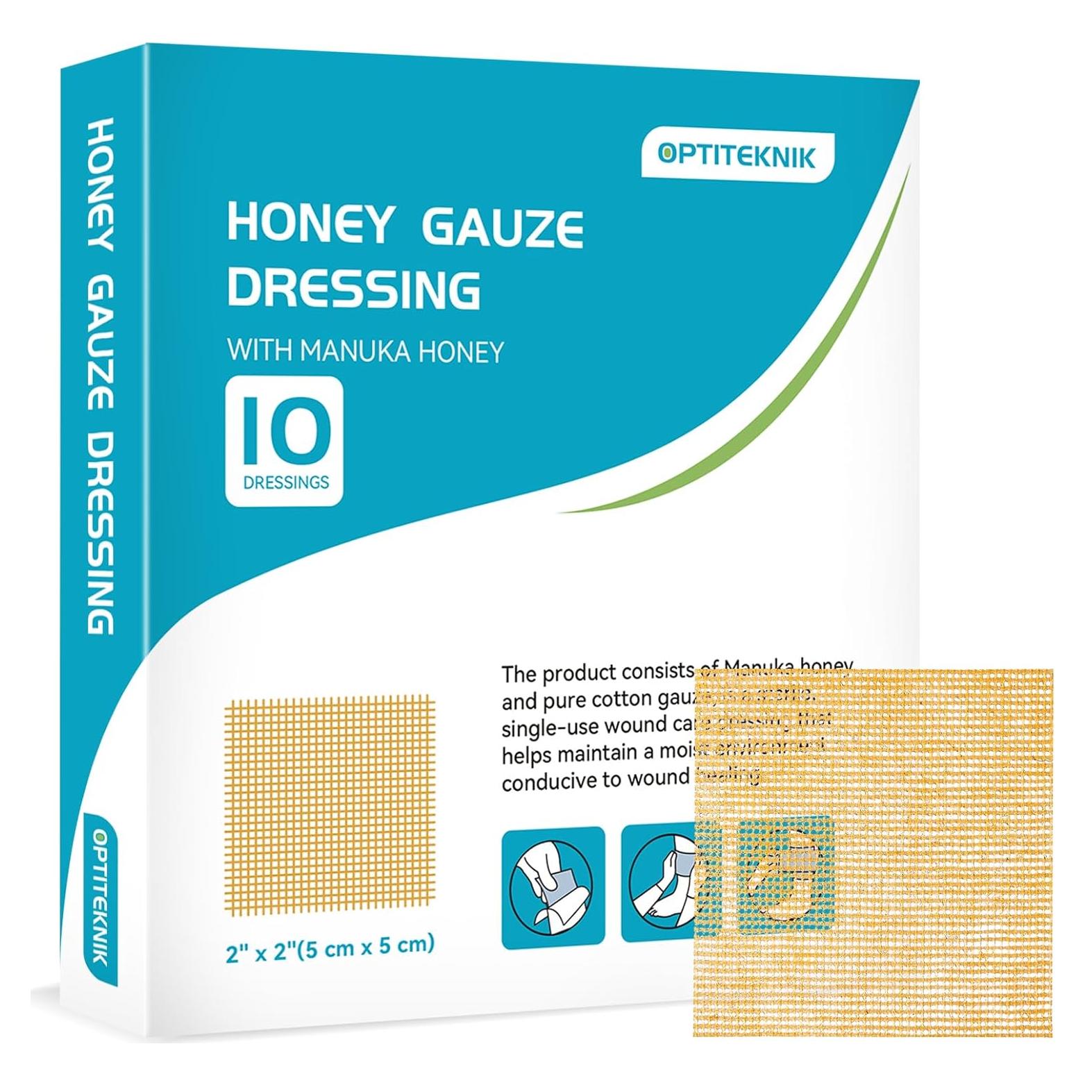 Gasa de Miel de Manuka 5x5cm - Paquete de 10 Vendajes