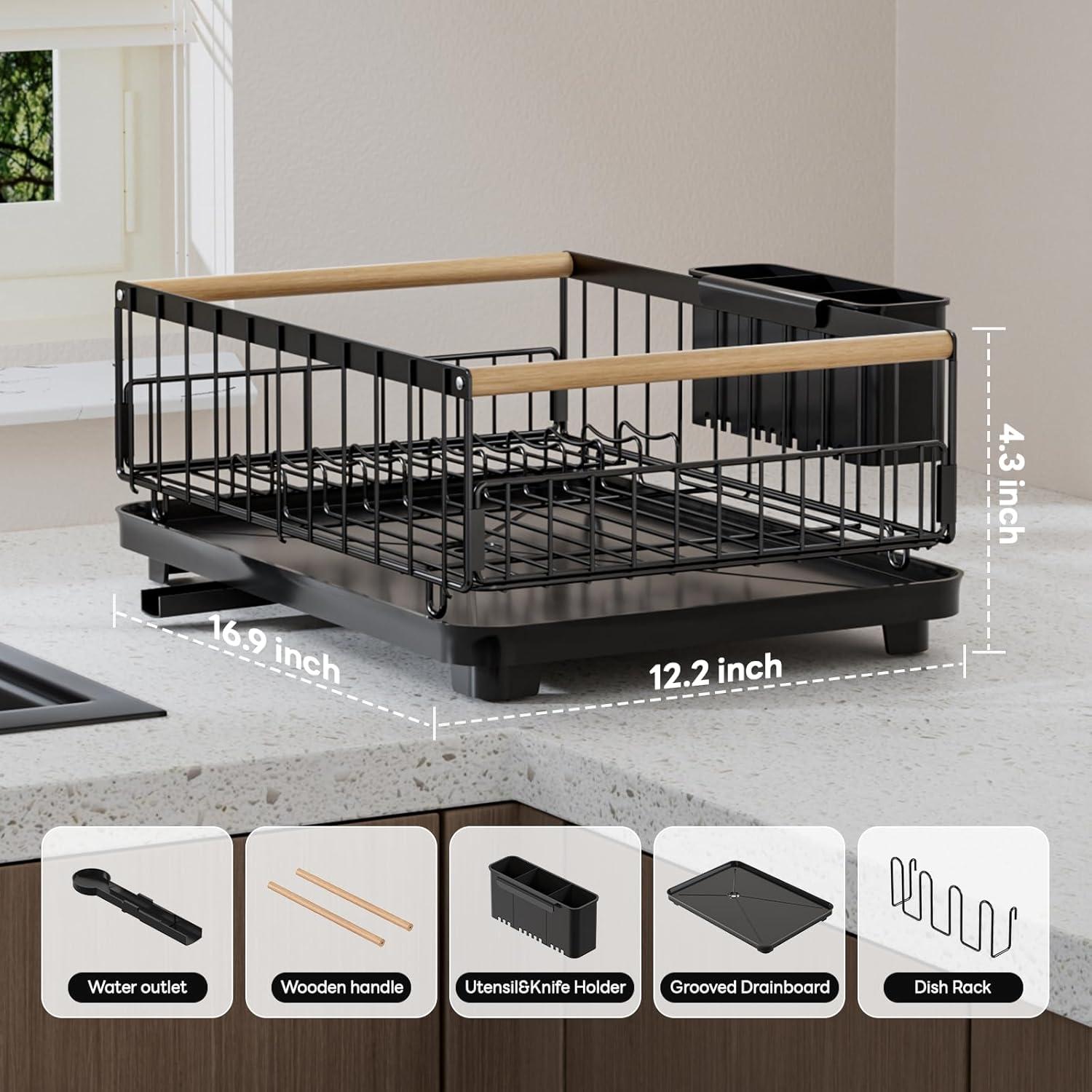 Escurridor de Platos STARLATTA Negro con Drenaje Automático