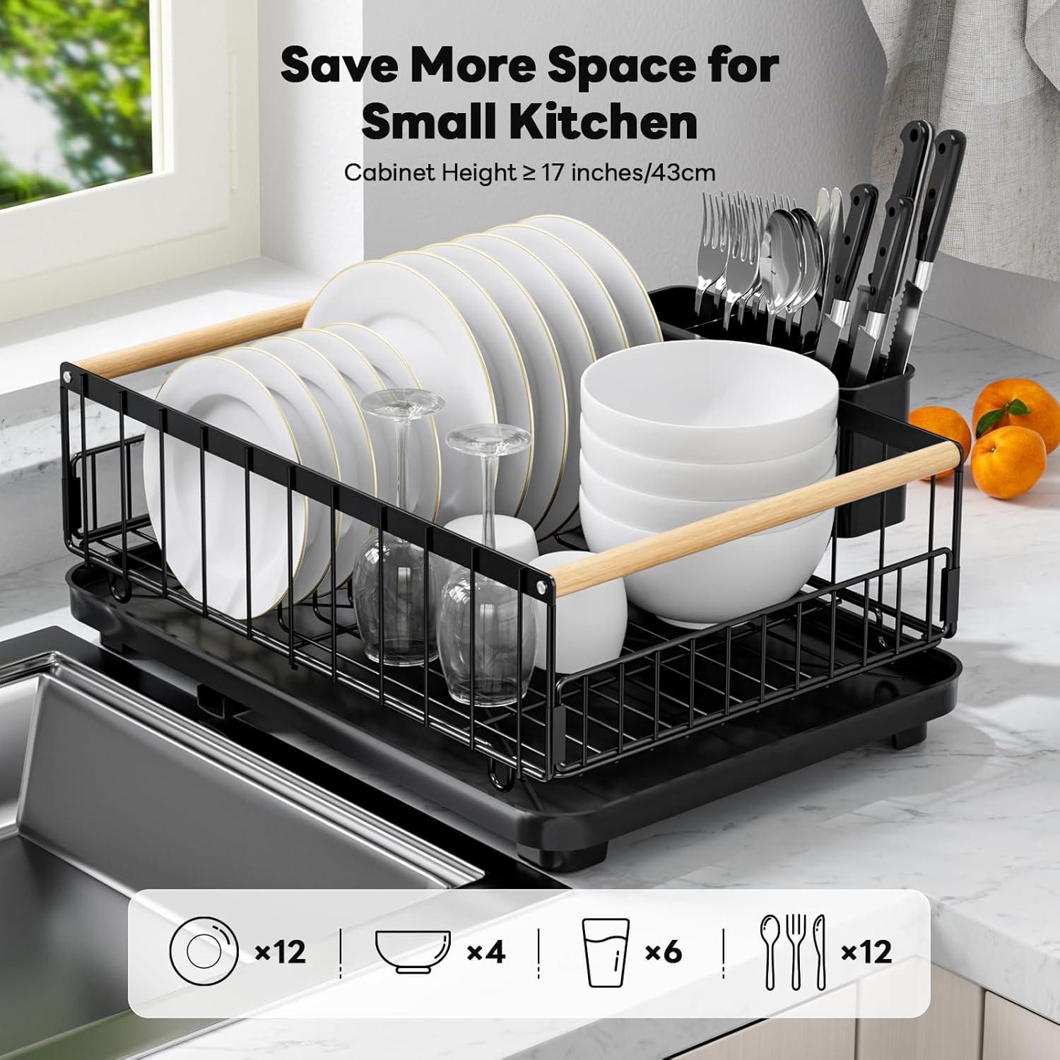 Escurridor de Platos STARLATTA Negro con Drenaje Automático