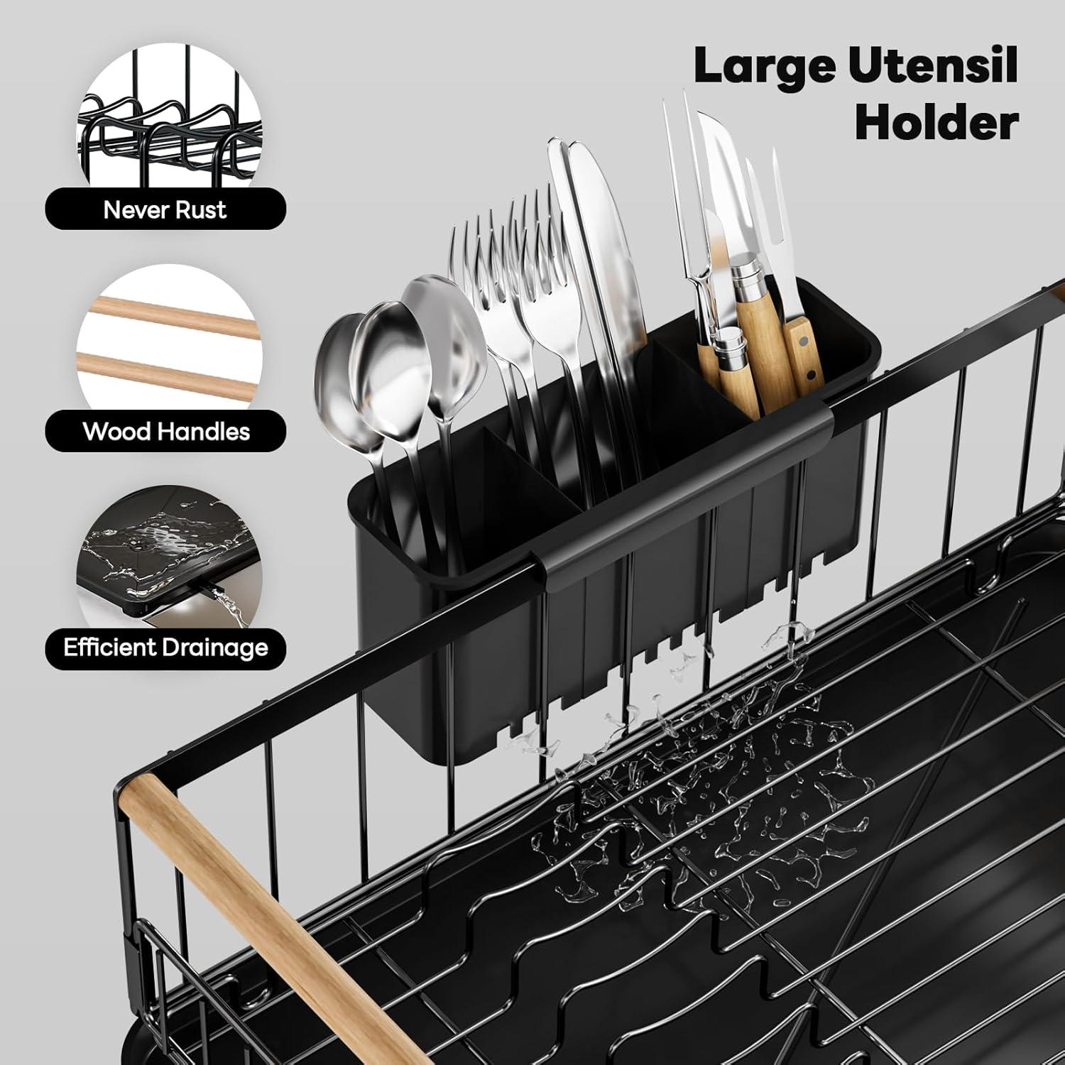 Escurridor de Platos STARLATTA Negro con Drenaje Automático