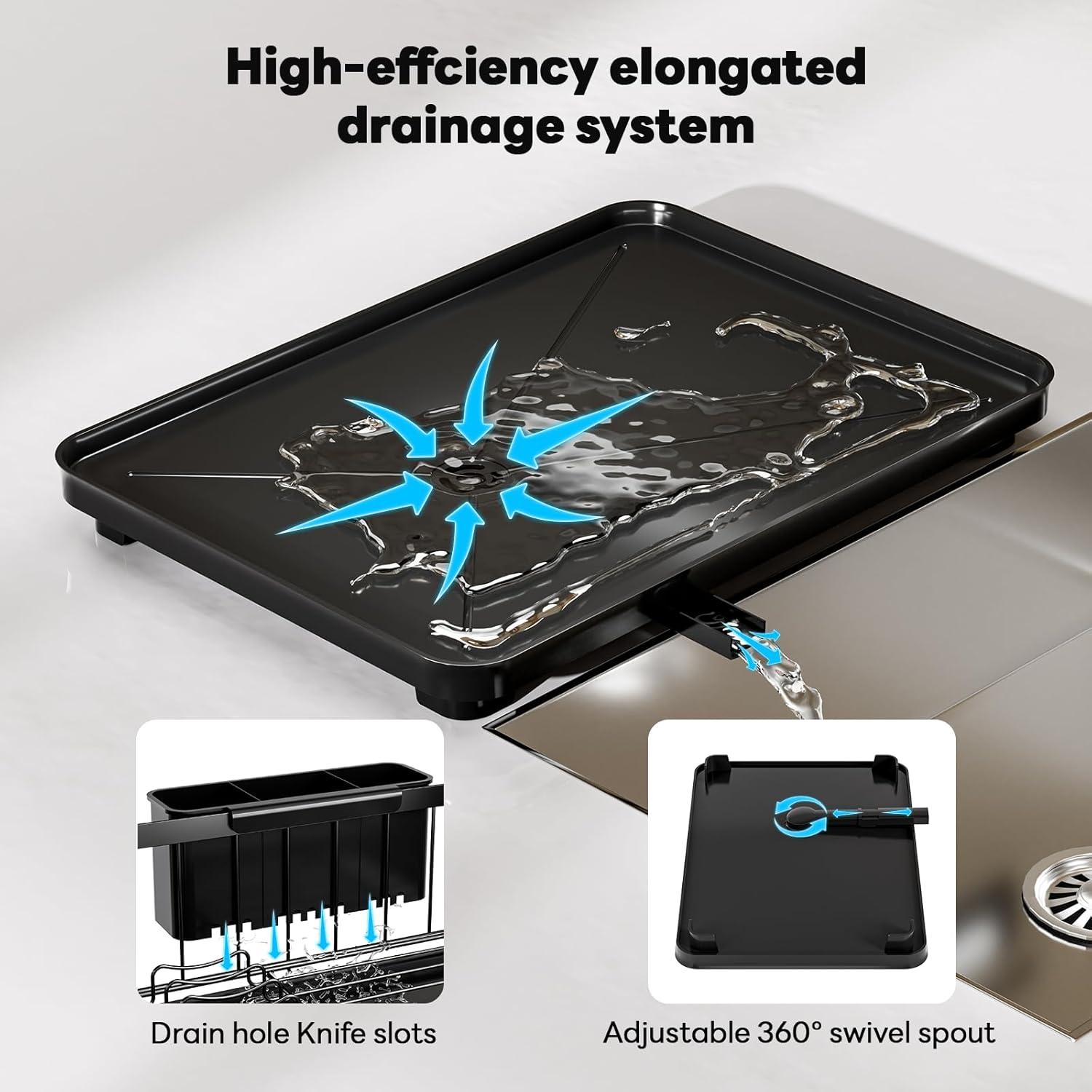 Escurridor de Platos STARLATTA Negro con Drenaje Automático