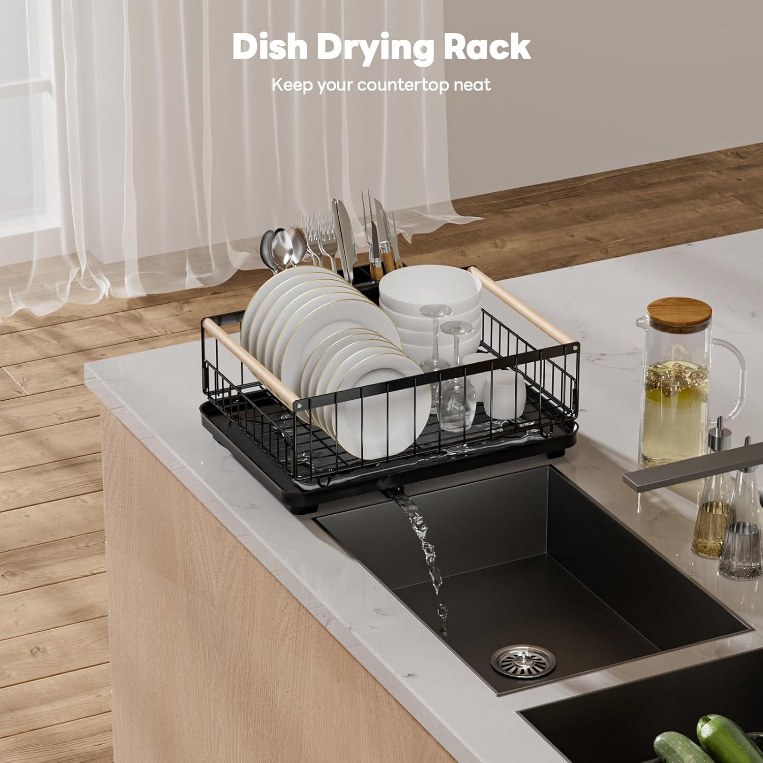 Escurridor de Platos STARLATTA Negro con Drenaje Automático