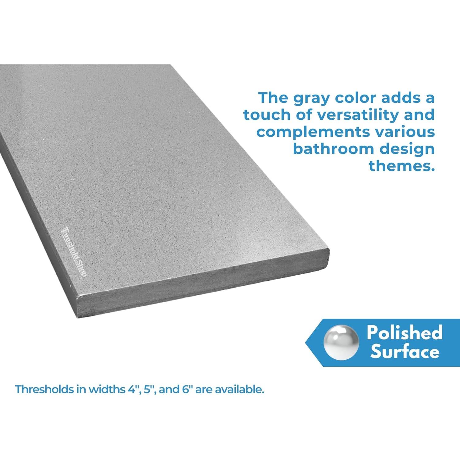 Umbral de Ducha de Mármol Ingenierizado Gris Concreto 121.92 cm