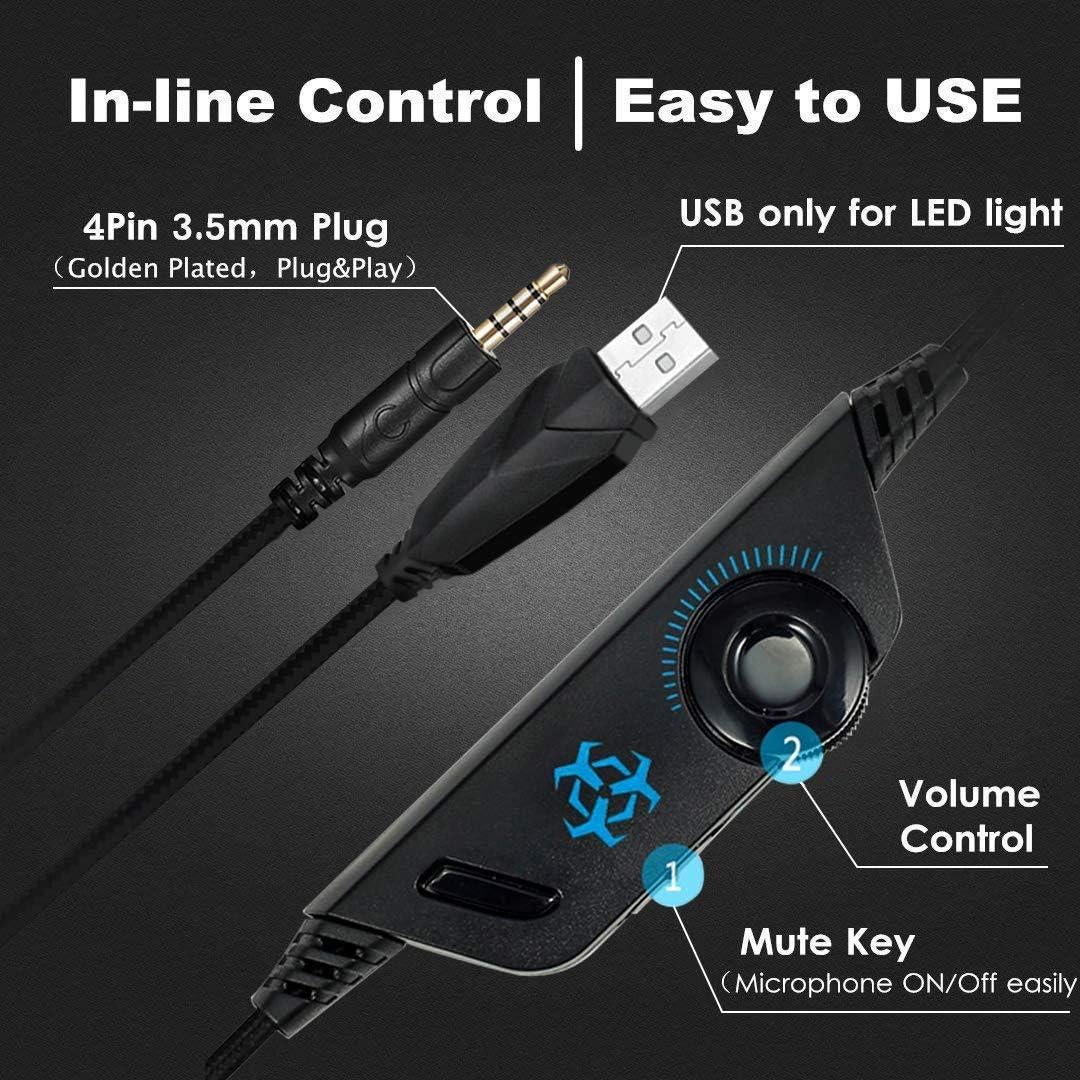 Auriculares Gaming Micolindun UM303 con Micrófono y Luz LED