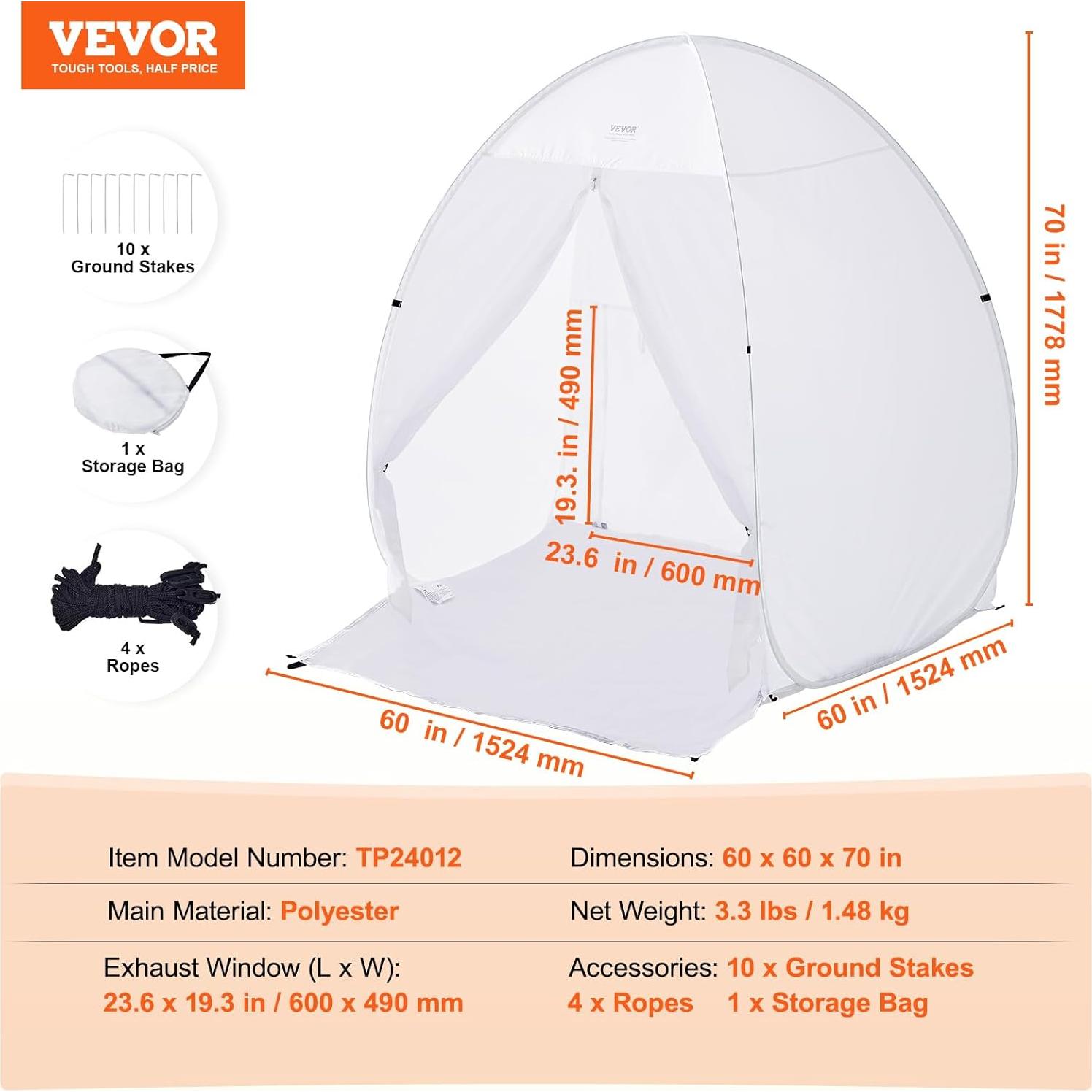 Tienda de Pintura VEVOR 152x152x178 cm Plegable con Suelo