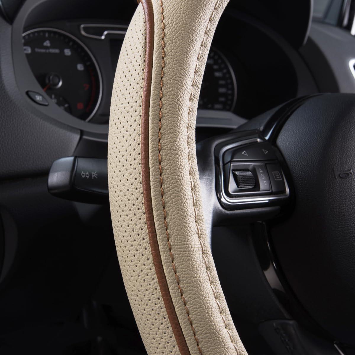Cubierta de Volante de Cuero CAR PASS Beige Universal 37-38 cm