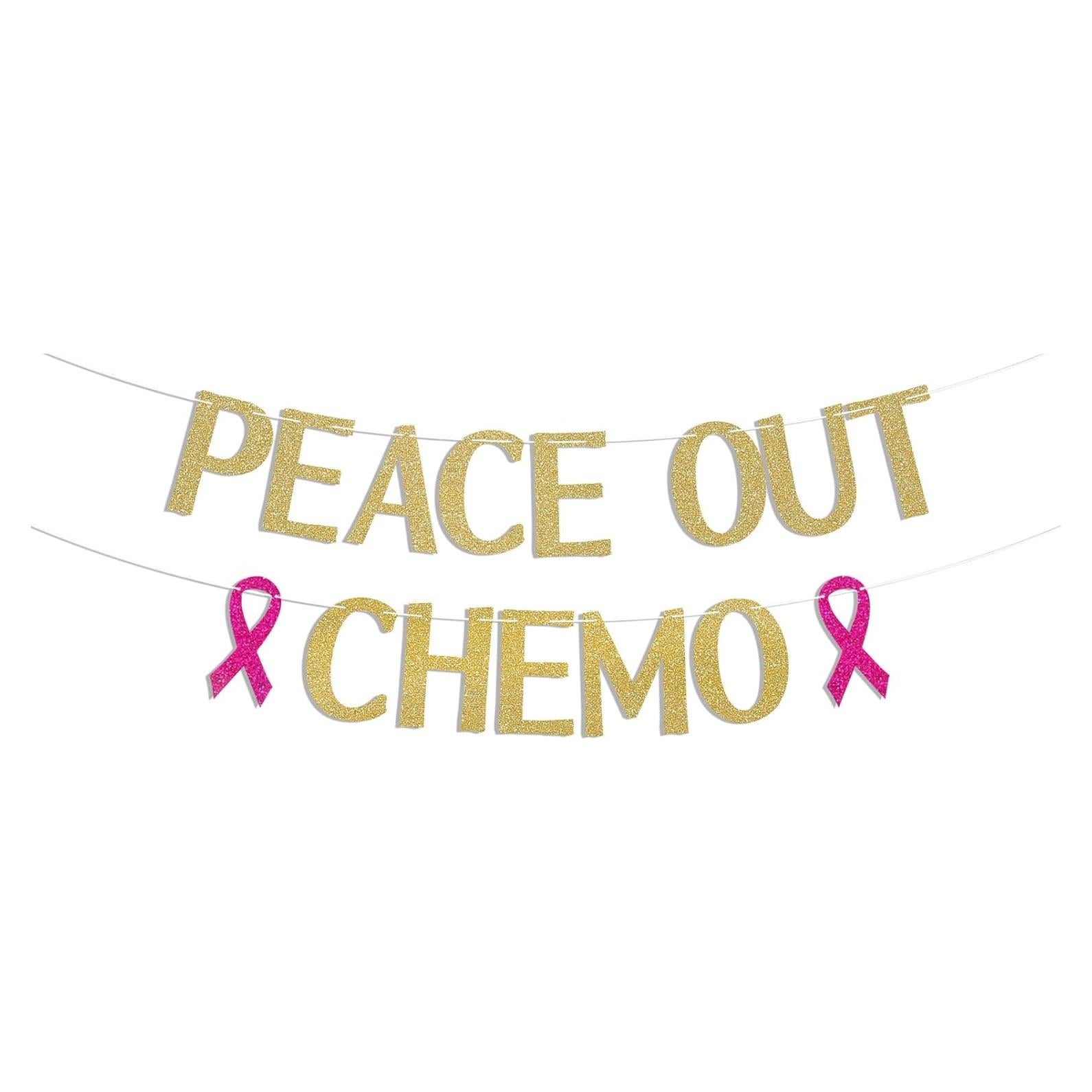 Pancarta Peace Out Chemo Hemicha para Fiesta de Supervivientes