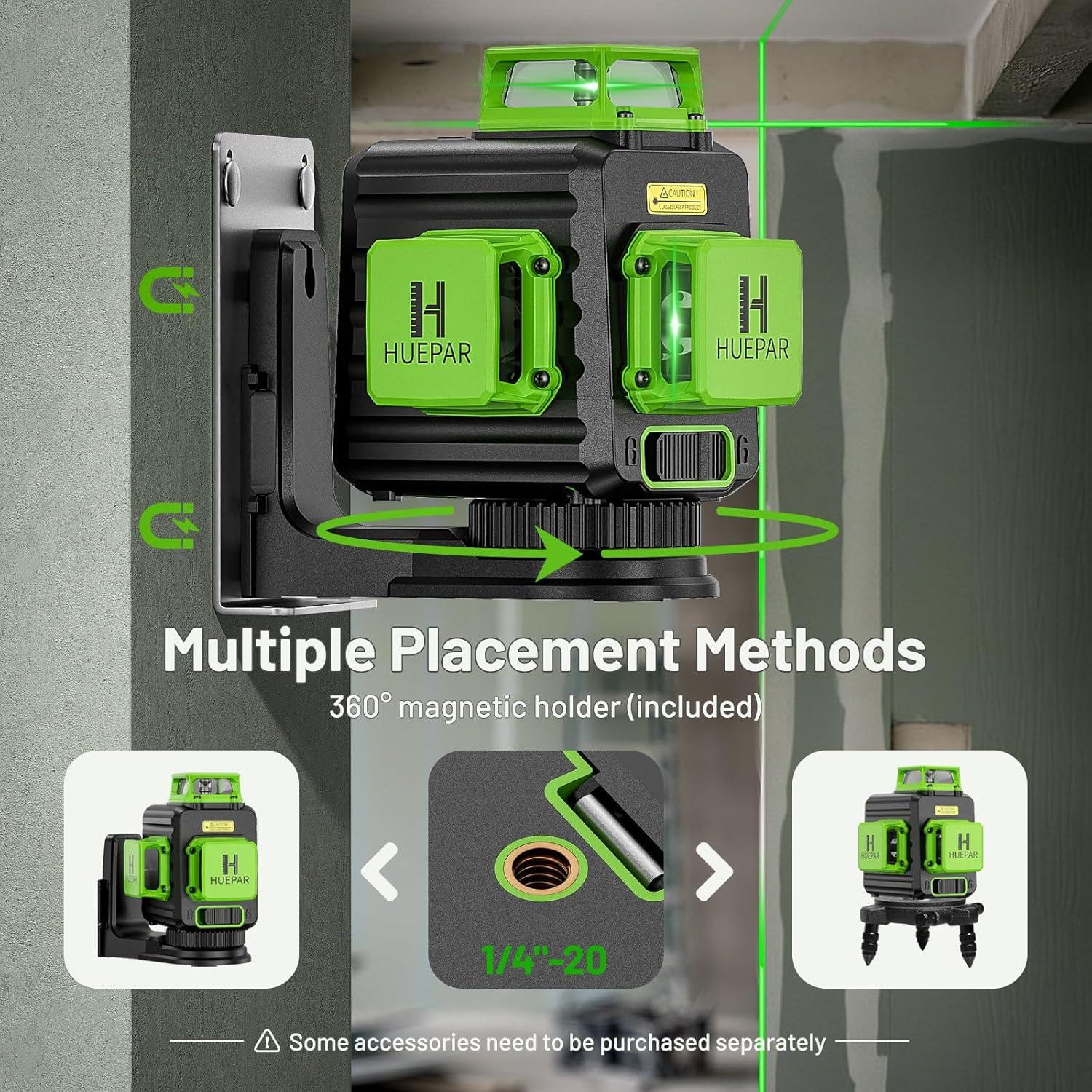 Nivel Láser Huepar B03CG Pro 3x360° Verde Autonivelante