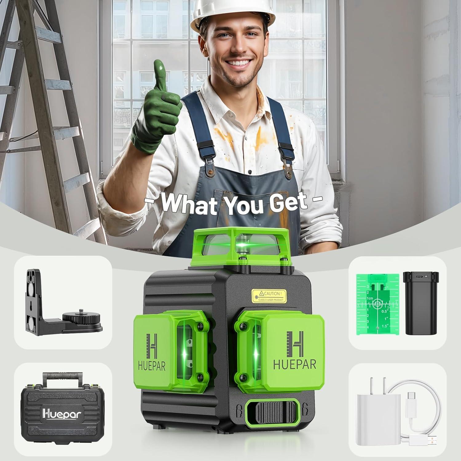 Nivel Láser Huepar B03CG Pro 3x360° Verde Autonivelante