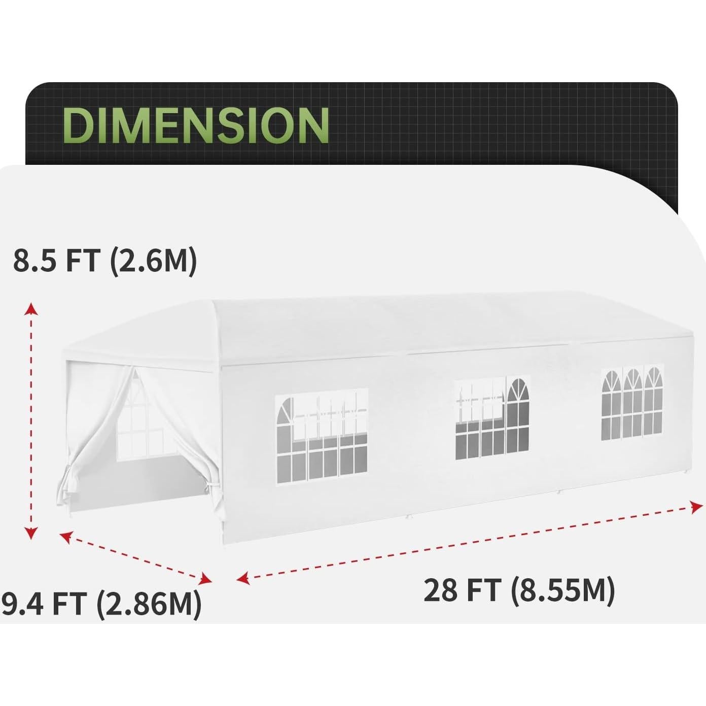 Carpa de Fiesta FDW 10x9 m Resistente para Eventos Blancas