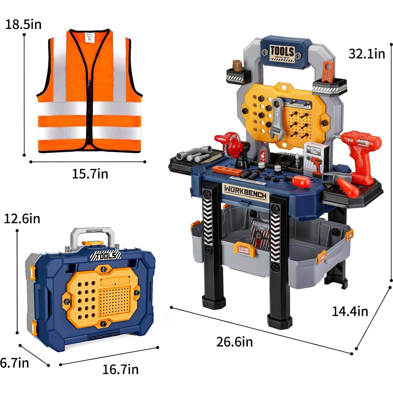 Banco de herramientas de juguete Jovow 79 piezas para niños