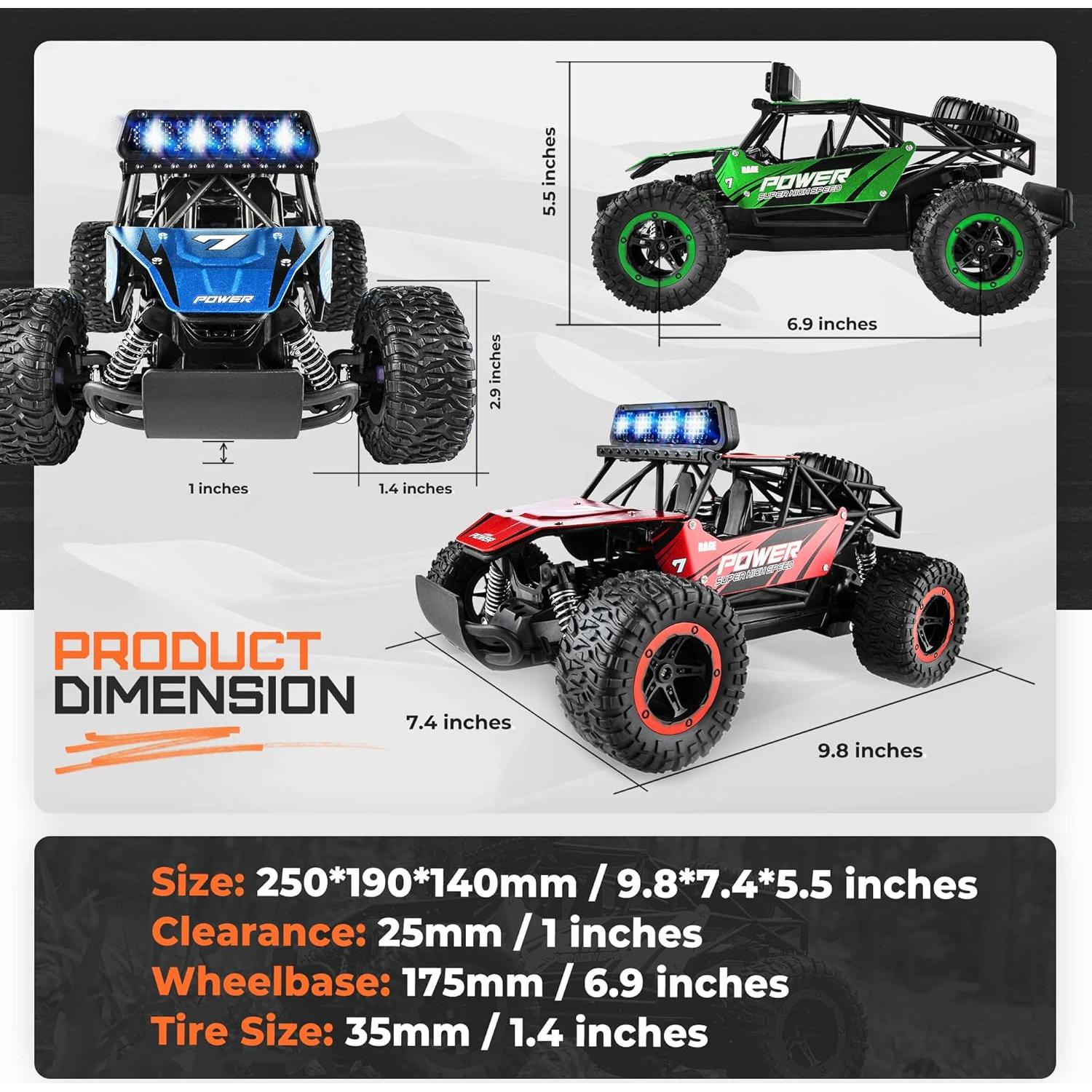Coche RC BEZGAR TB141 1:14 Off Road 2WD 20 Km/h LED
