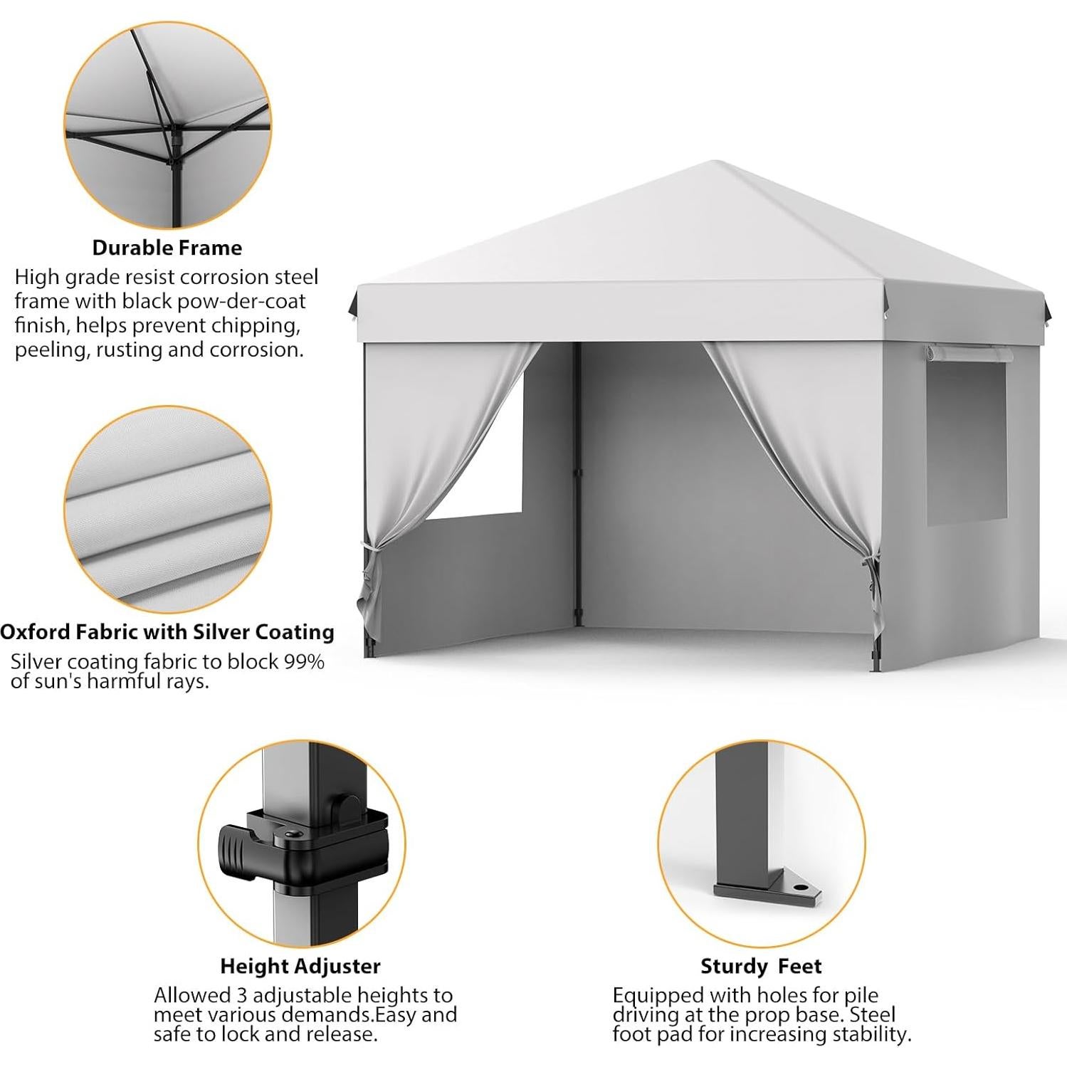 Carpa Pop Up GarveeTech 3x3m con 4 Paredes y Ventanas