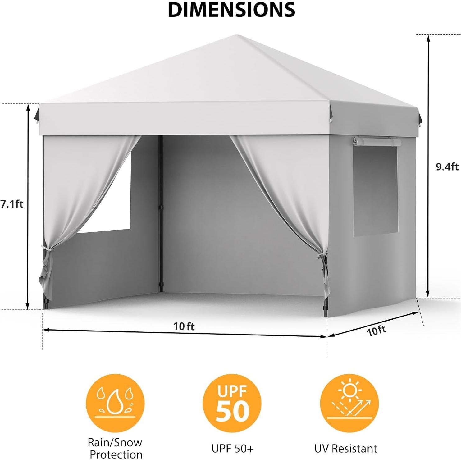 Carpa Pop Up GarveeTech 3x3m con 4 Paredes y Ventanas