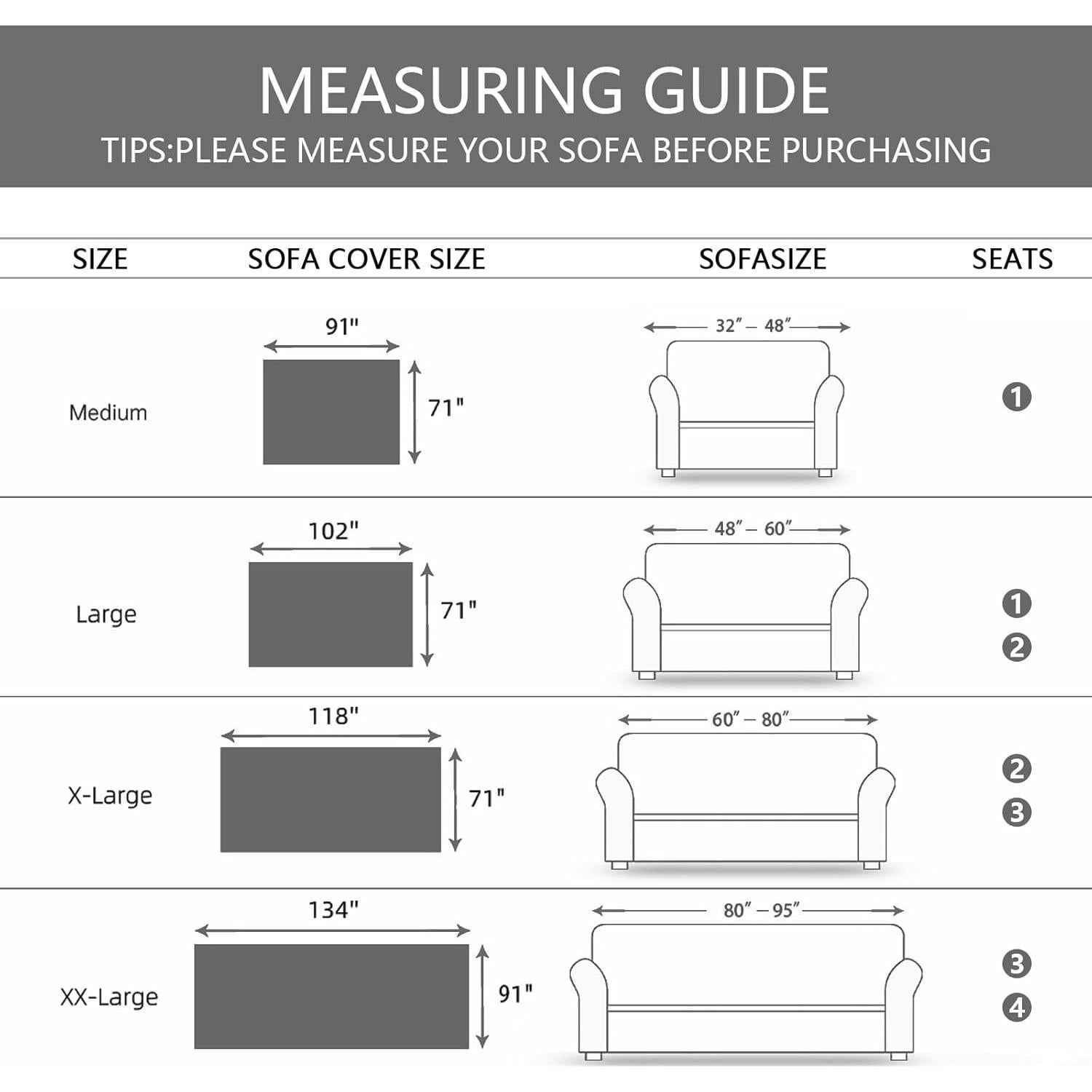 Funda de Sofá MEETSKY Mediana Chocolate Moderno 180x230cm