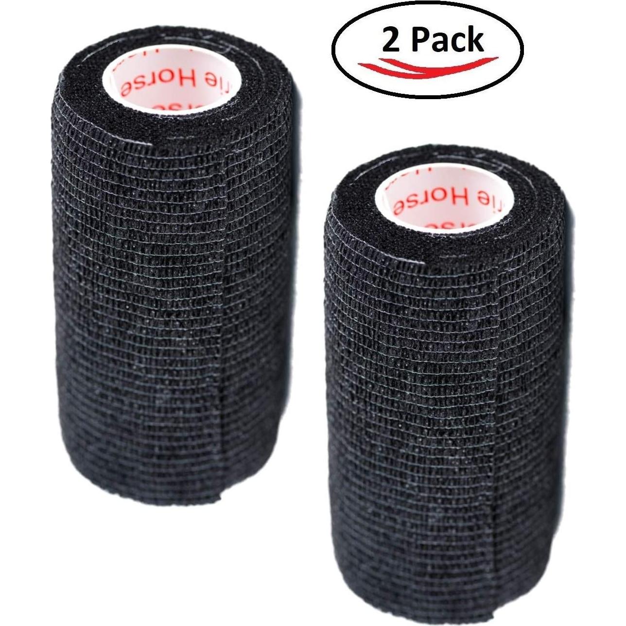 Cinta Vet Wrap Negra 2 Rollos 10.16 cm x 4.57 m Prairie Horse