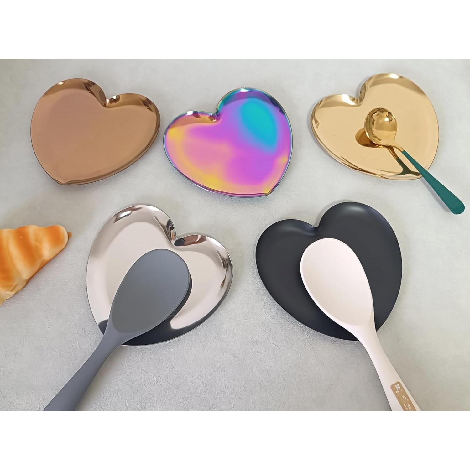 Reposap cucharas de acero inoxidable TOPYOKK Corazón negro mate