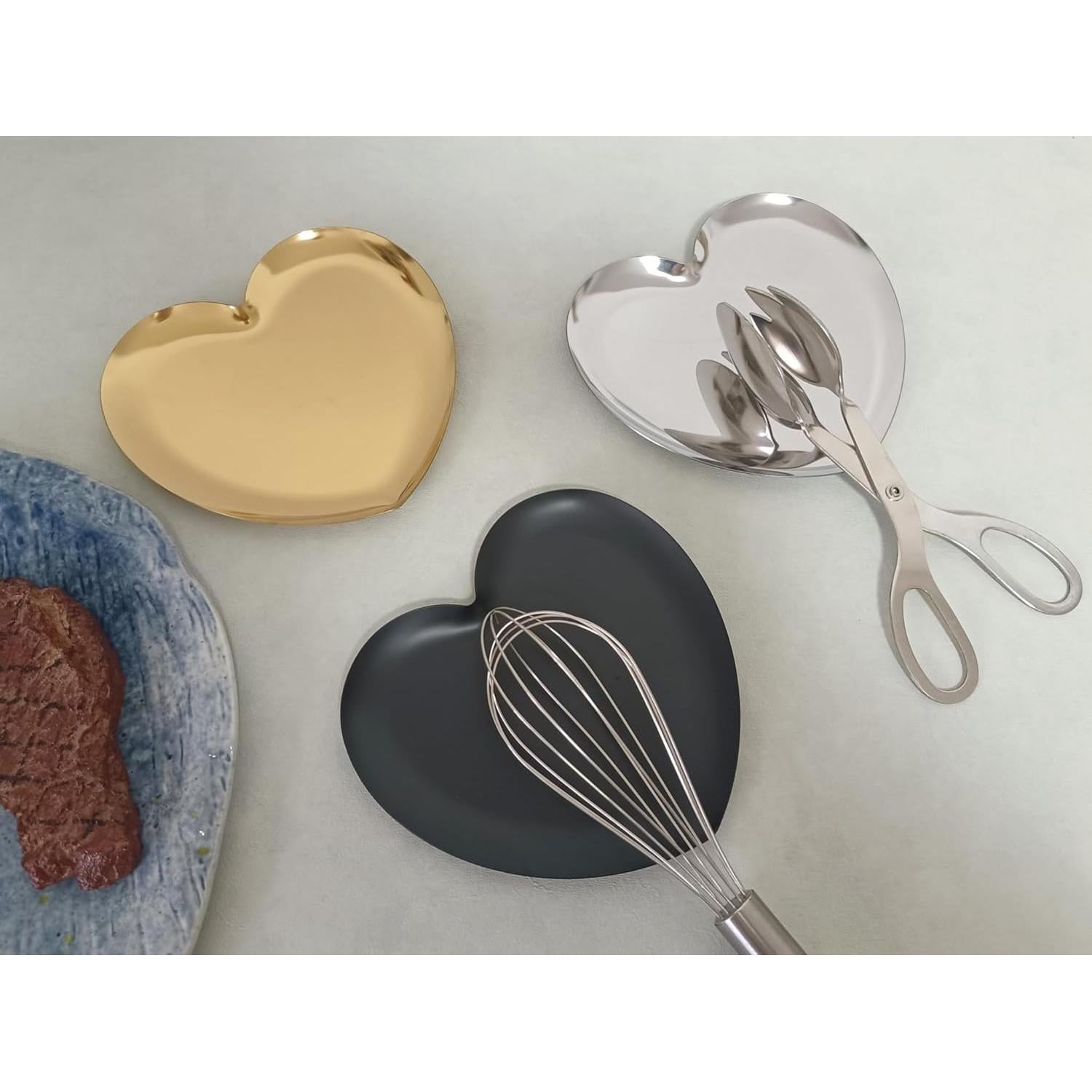 Reposap cucharas de acero inoxidable TOPYOKK Corazón negro mate