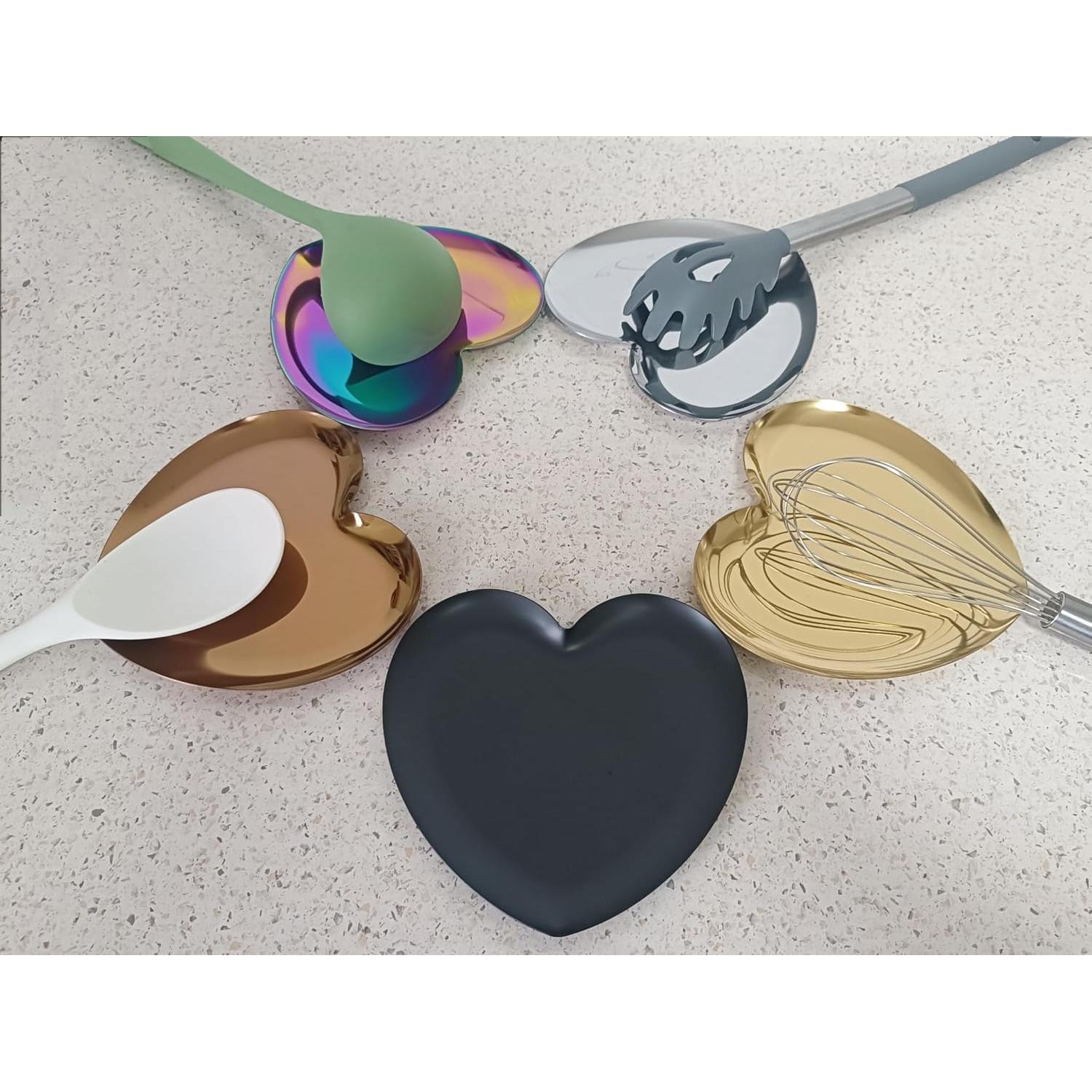 Reposap cucharas de acero inoxidable TOPYOKK Corazón negro mate