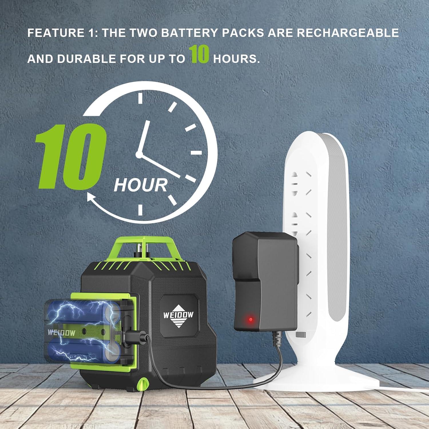 Nivel láser Weiddw SSR-360-S3 con trípode y batería